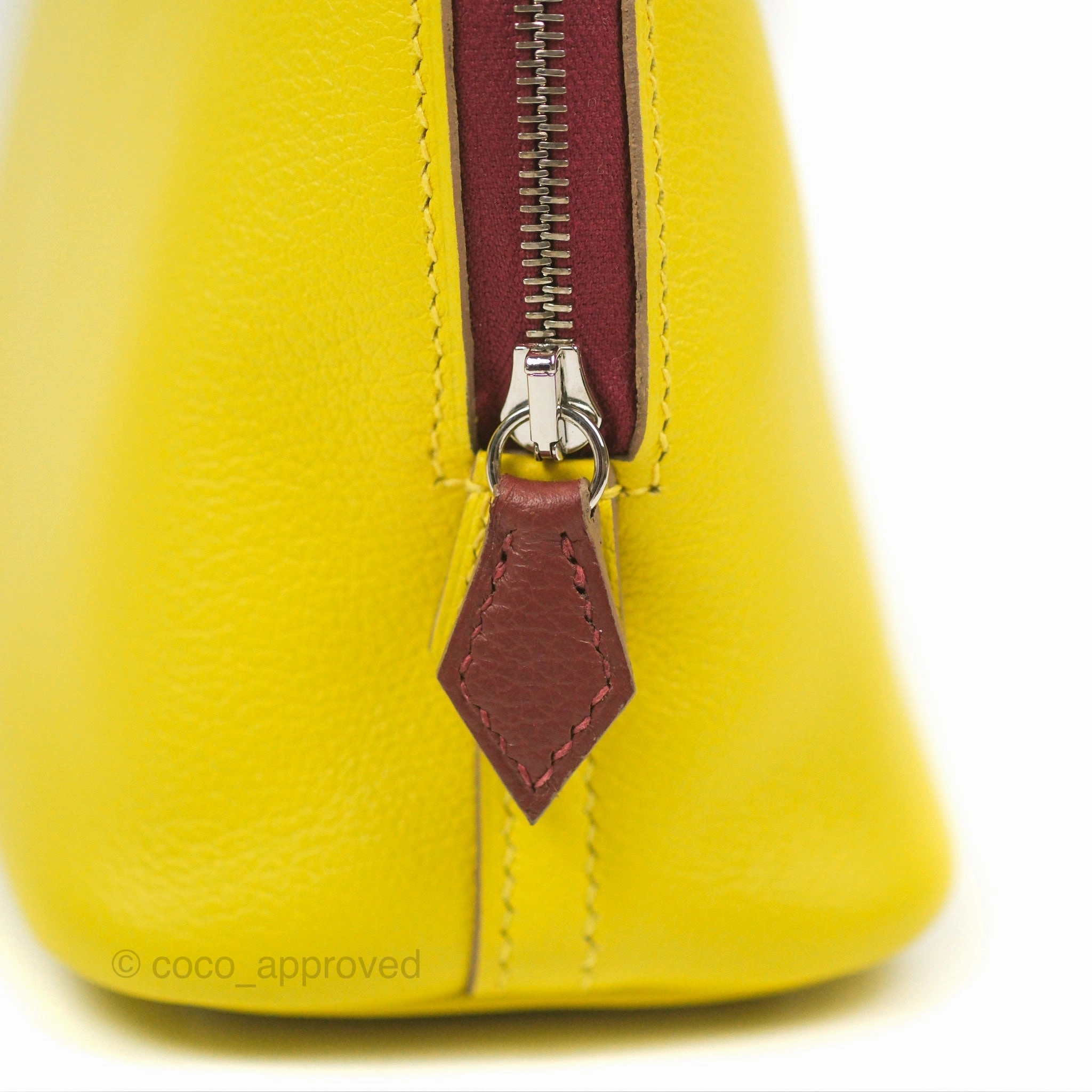 Herms Bolide Mini 1923 Lime/Rouge H Evercolor Palladium Hardware
