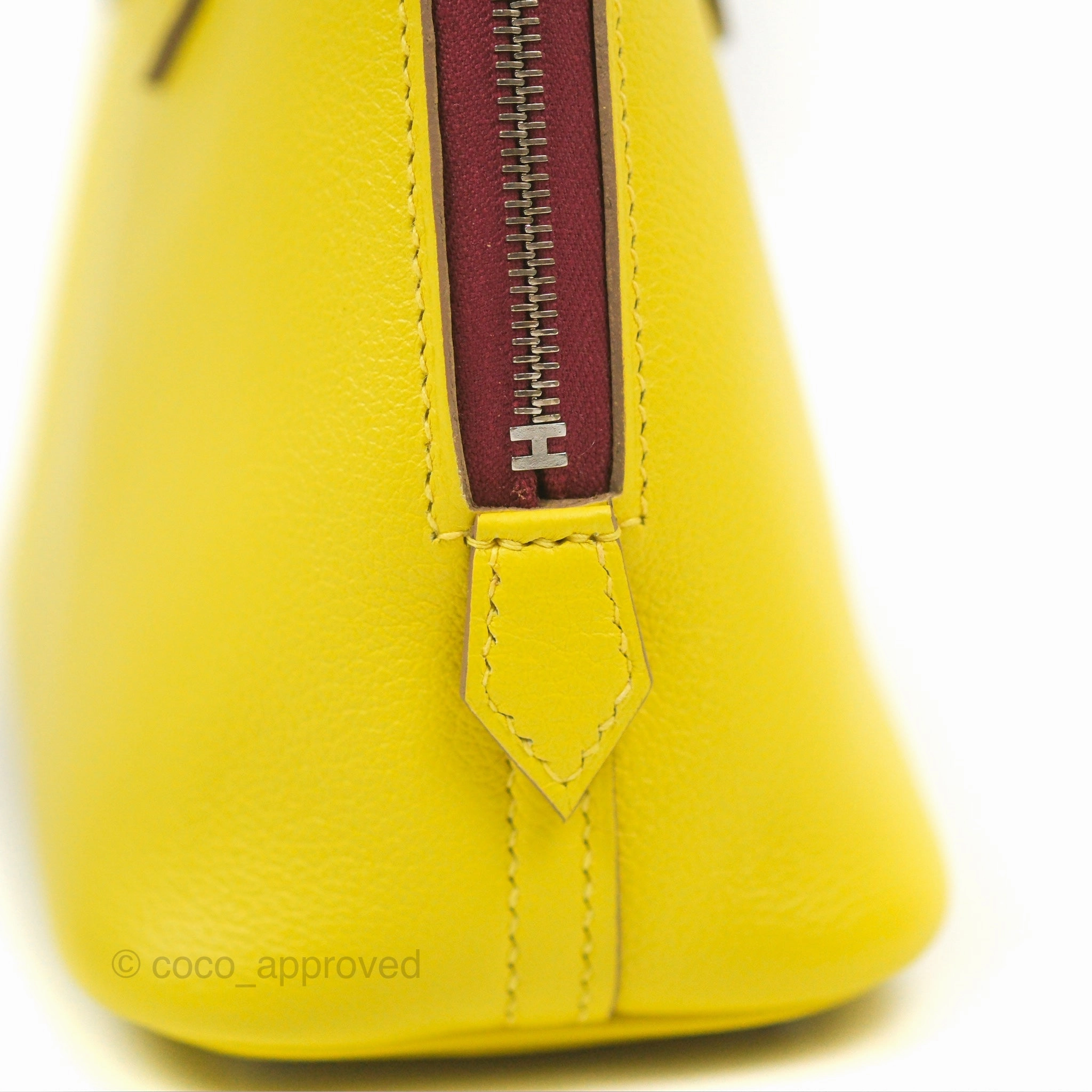 Herms Bolide Mini 1923 Lime/Rouge H Evercolor Palladium Hardware