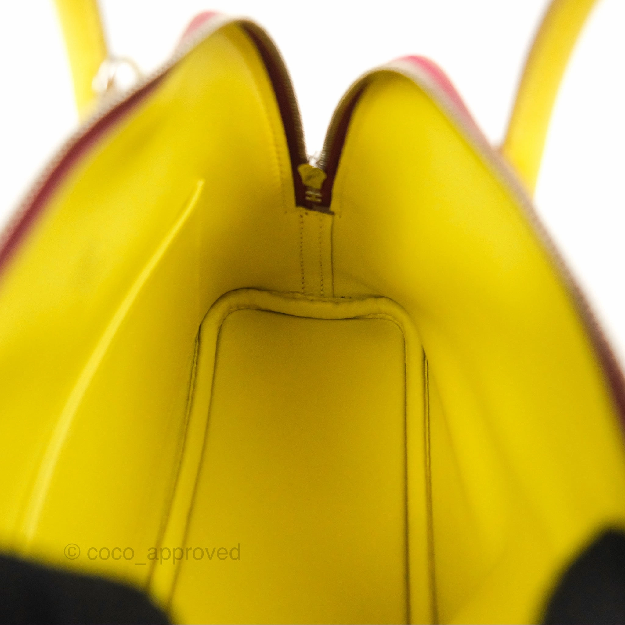 Herms Bolide Mini 1923 Lime/Rouge H Evercolor Palladium Hardware