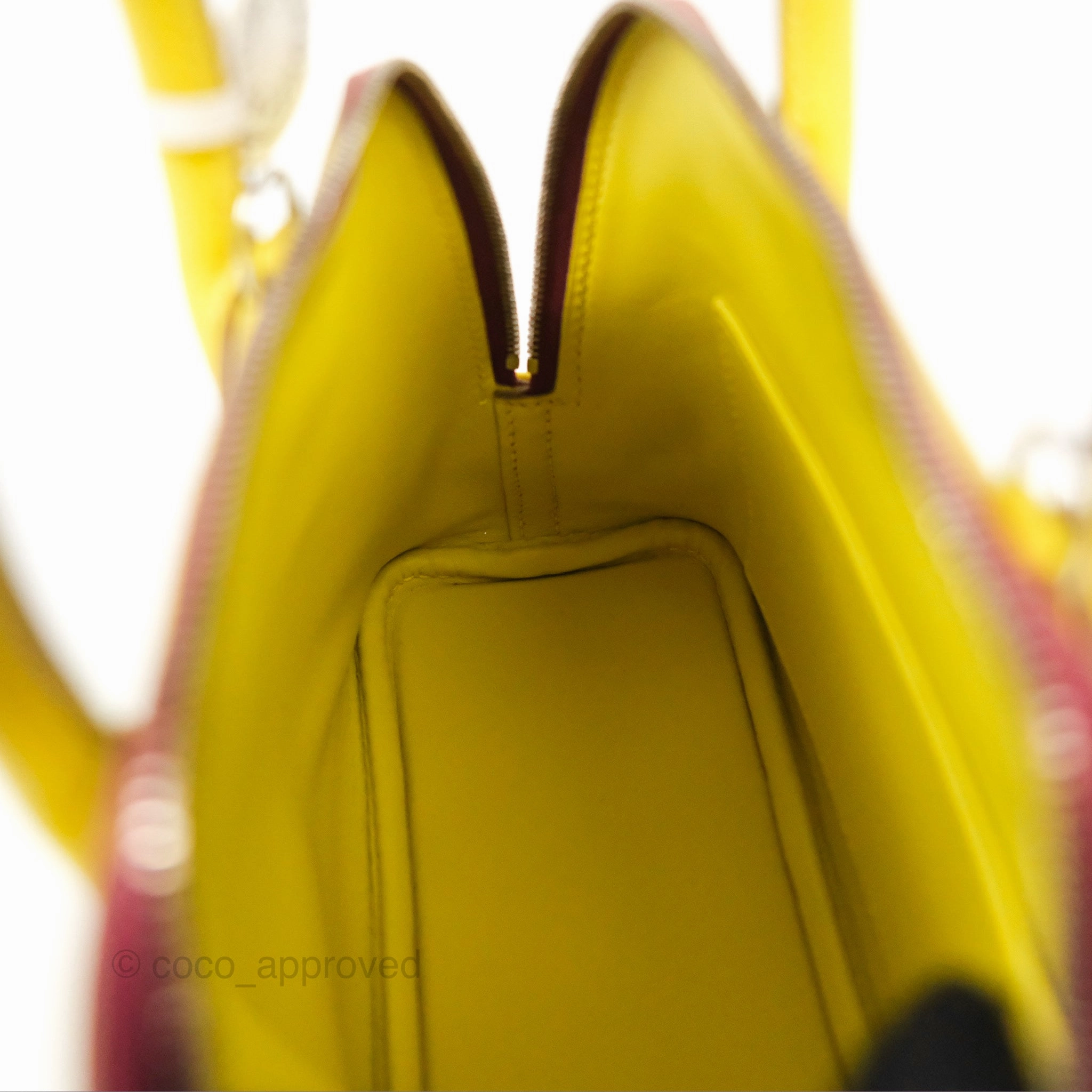 Herms Bolide Mini 1923 Lime/Rouge H Evercolor Palladium Hardware