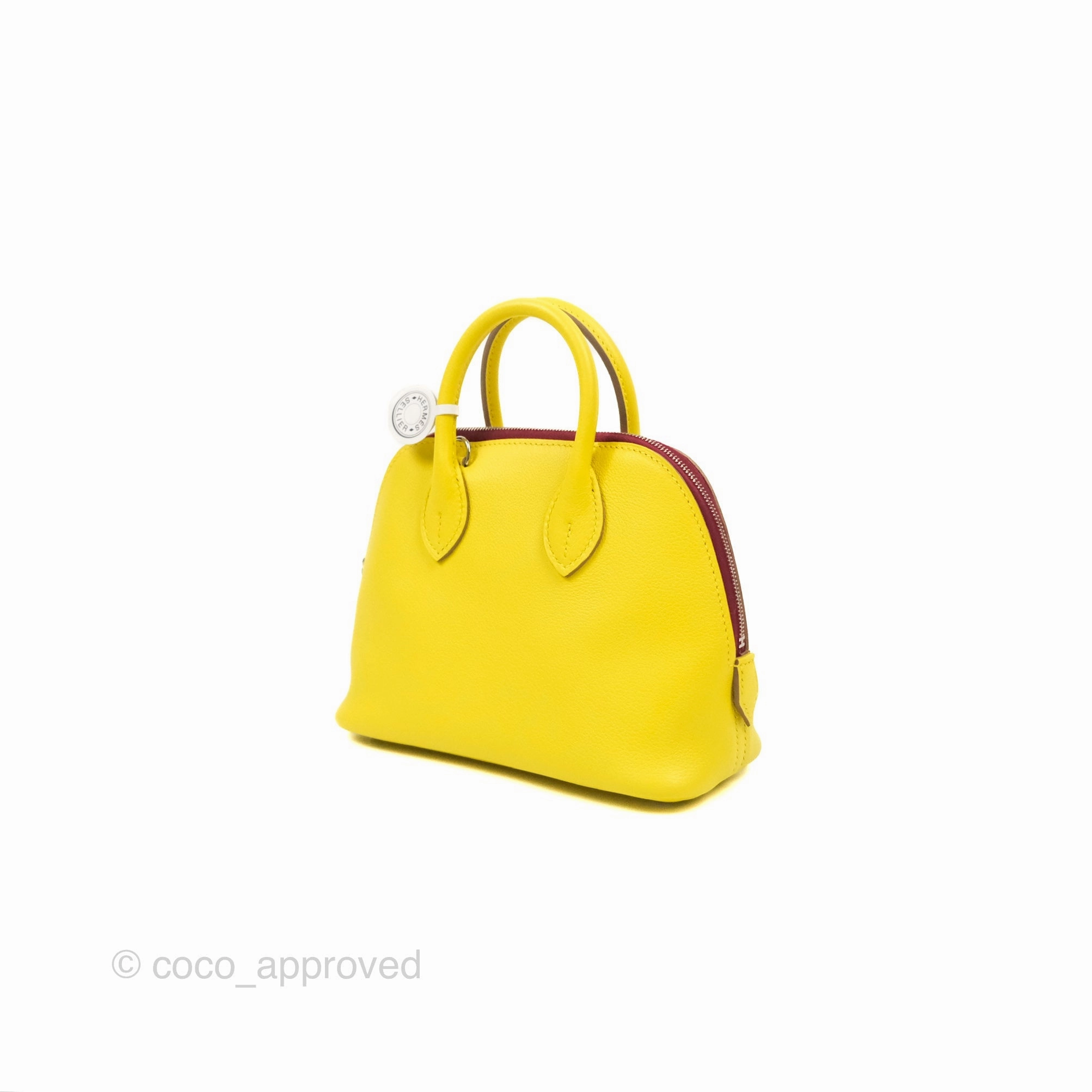 Herms Bolide Mini 1923 Lime/Rouge H Evercolor Palladium Hardware