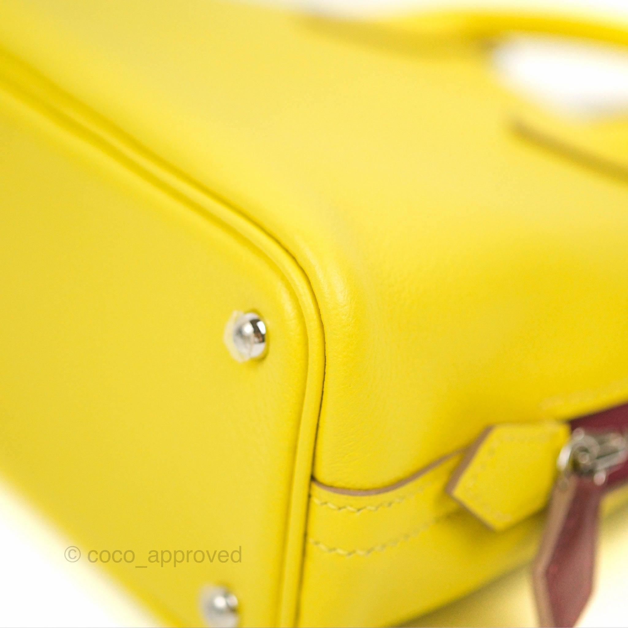 Herms Bolide Mini 1923 Lime/Rouge H Evercolor Palladium Hardware