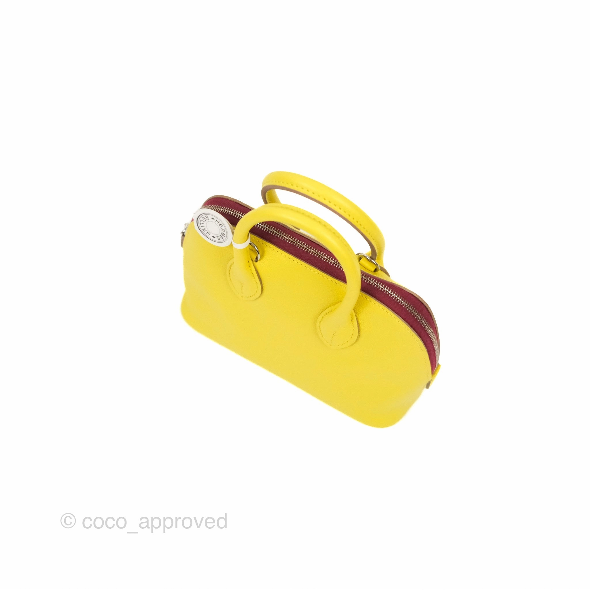 Herms Bolide Mini 1923 Lime/Rouge H Evercolor Palladium Hardware
