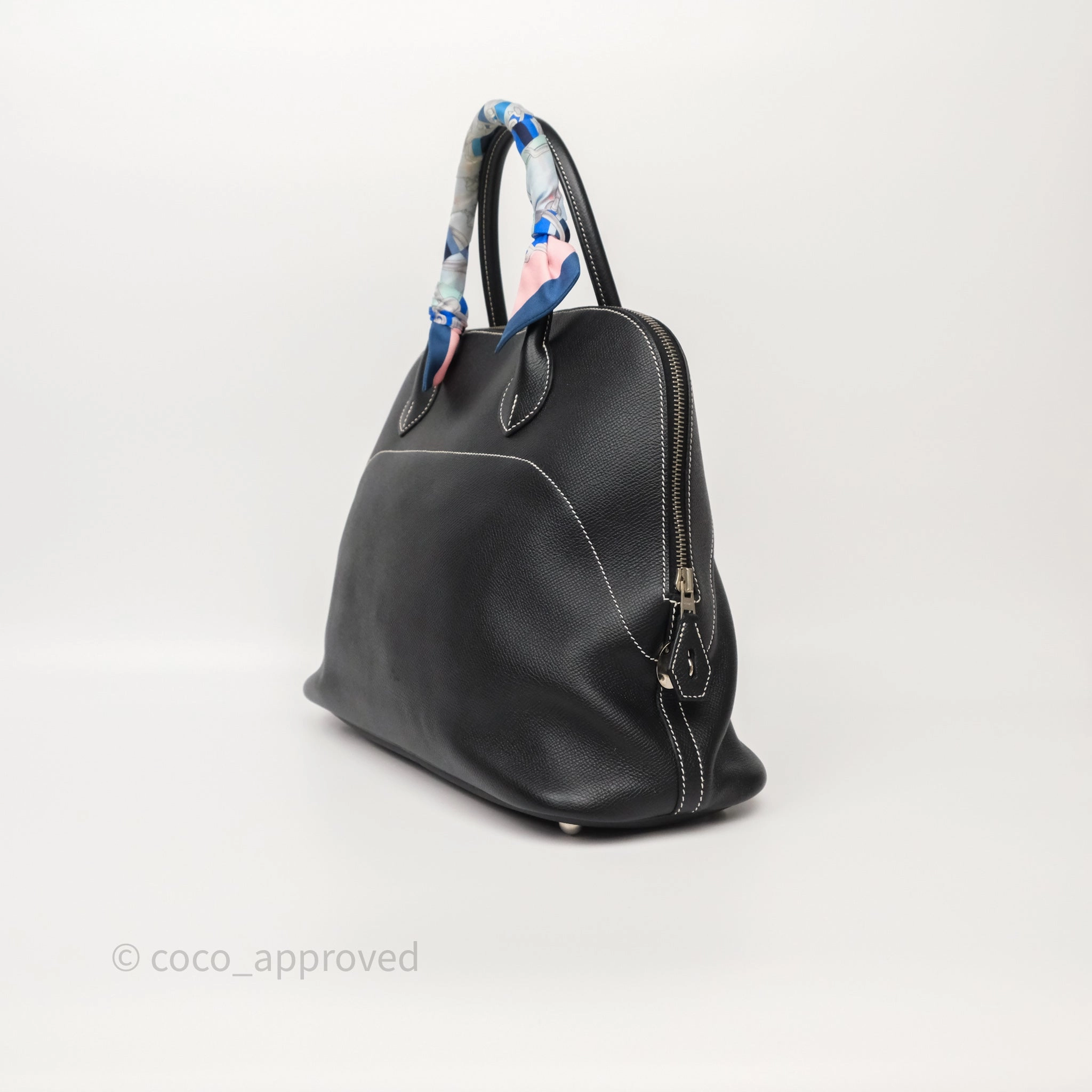 Herms Bolide Relax 35 Black Noir 89 Epsom Palladium Hardware