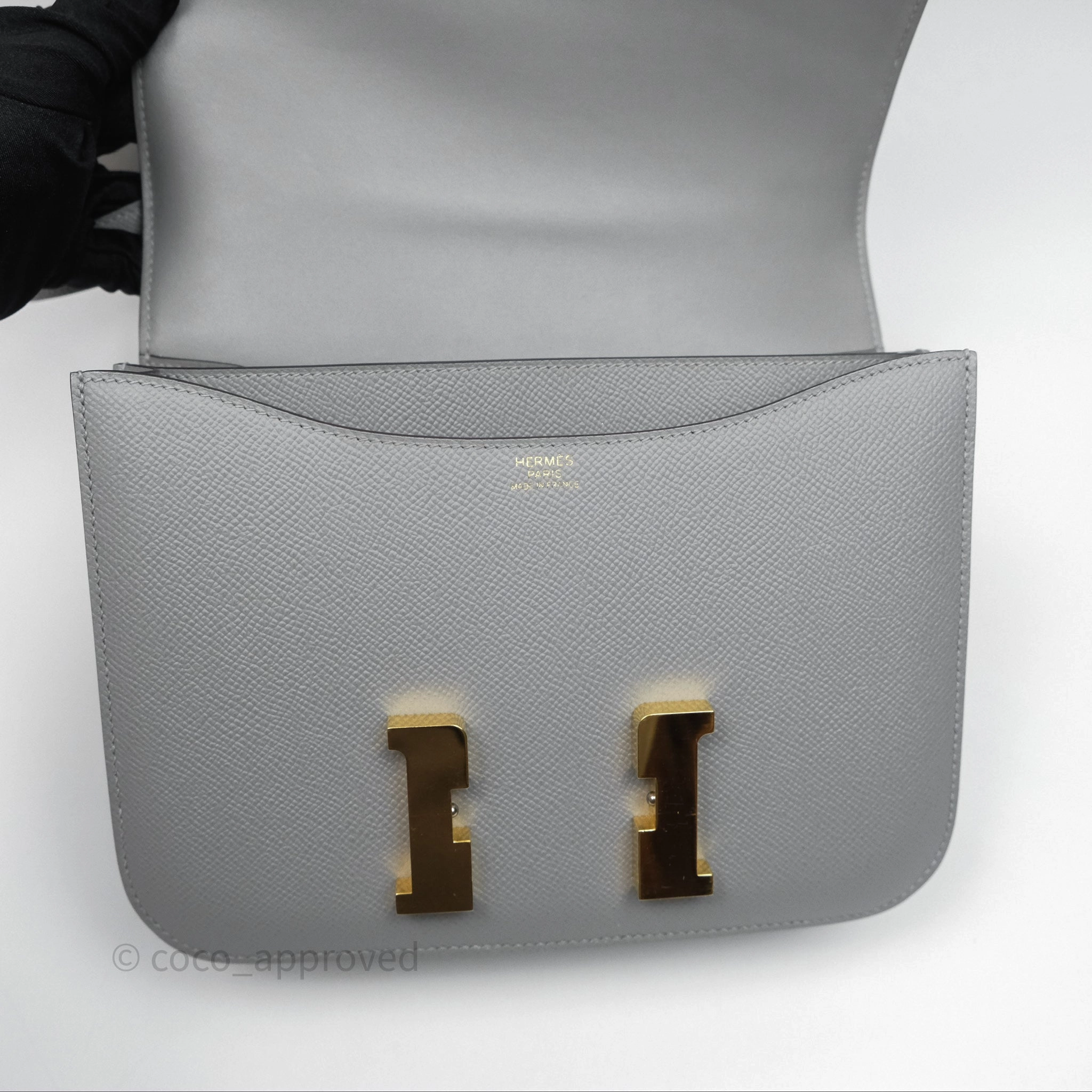 Herms Constance 24 Gris Mouette 4Z Epsom Gold Hardware