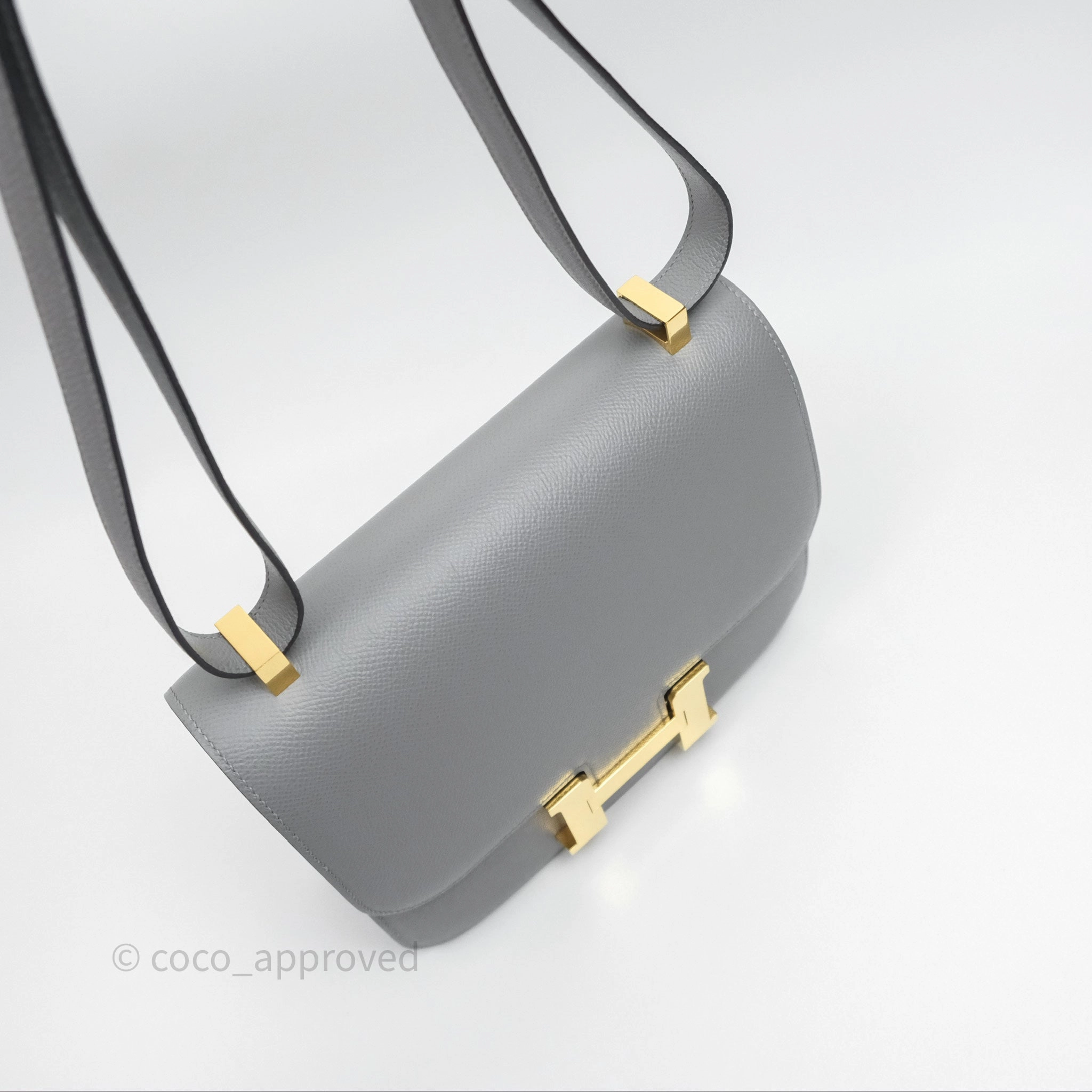 Herms Constance 24 Gris Mouette 4Z Epsom Gold Hardware
