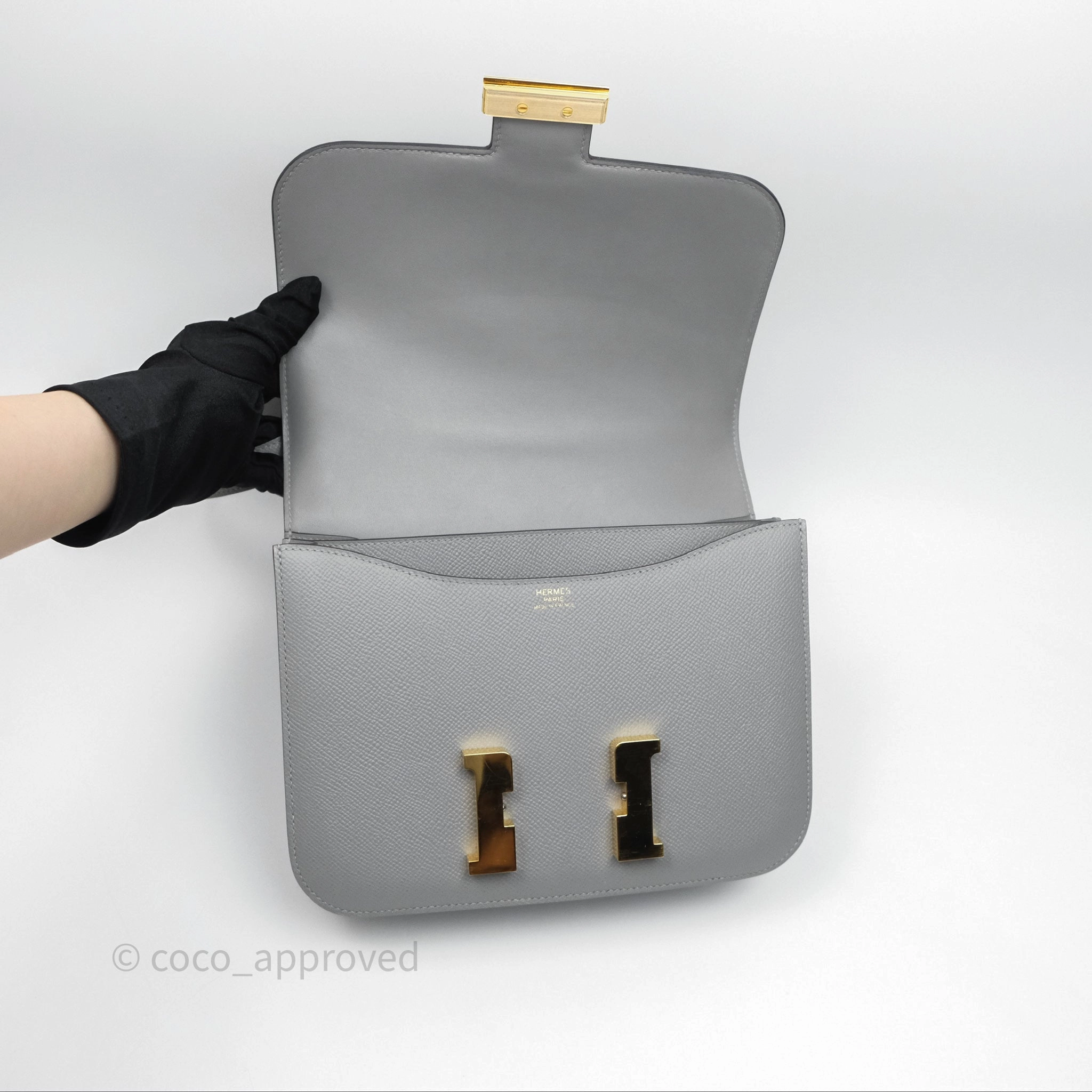 Herms Constance 24 Gris Mouette 4Z Epsom Gold Hardware