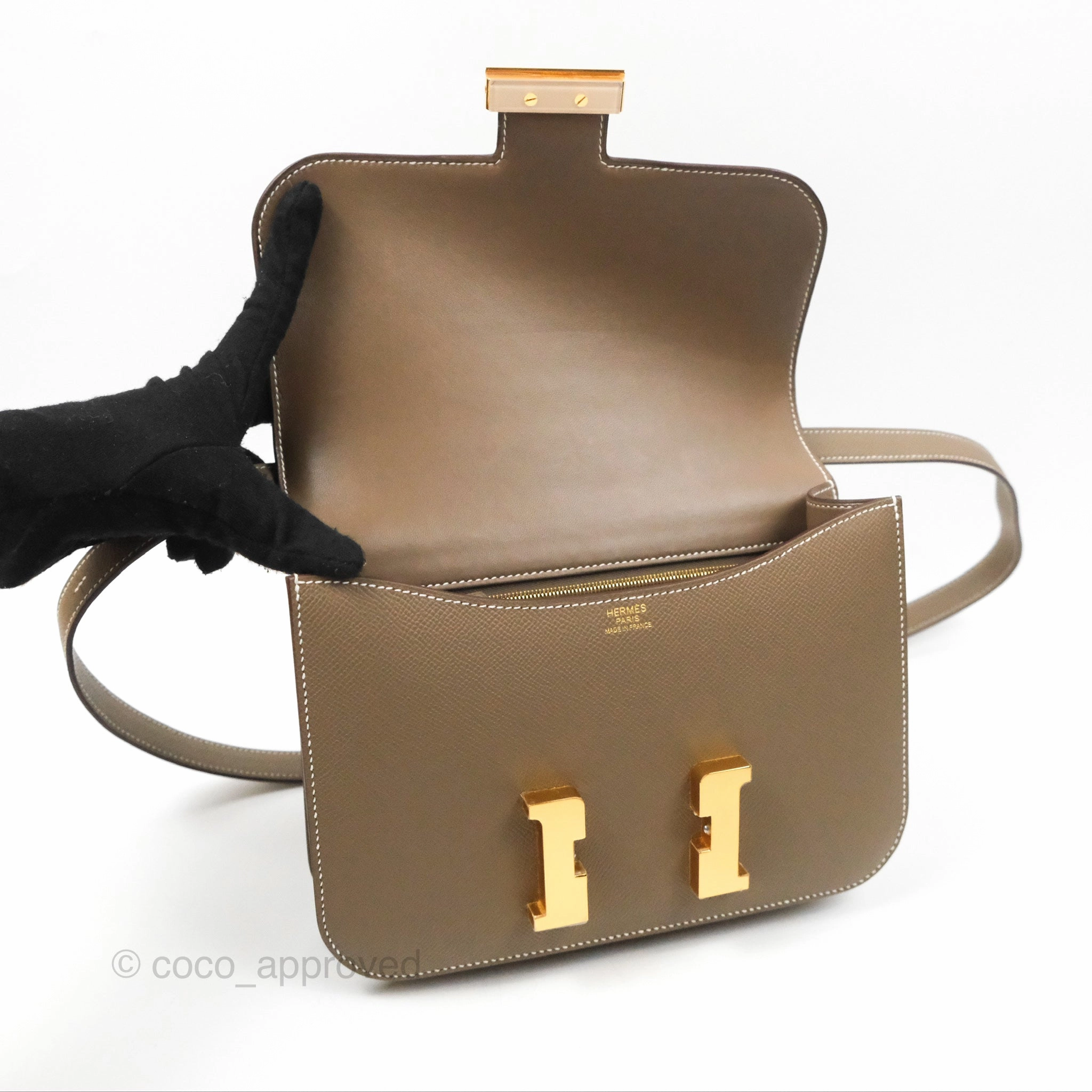 Herms Constance 24 with Mirror Etoupe Epsom Gold Hardware