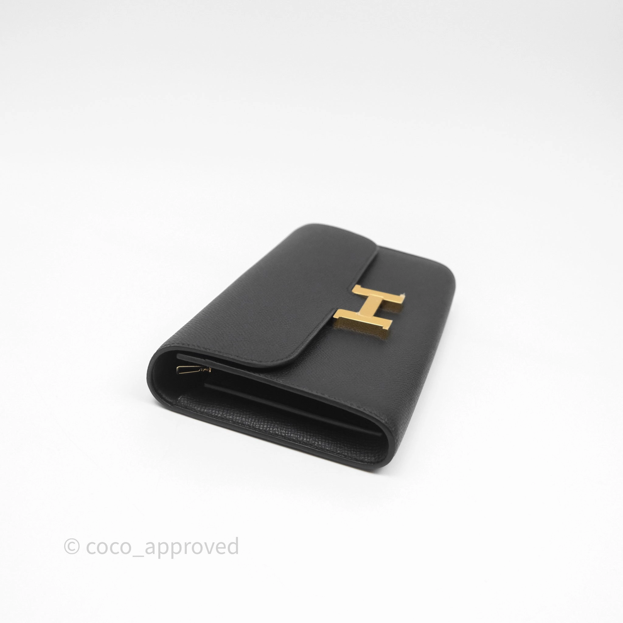 Herms Constance Long To Go Wallet Black Noir 89 Epsom Gold Hardware