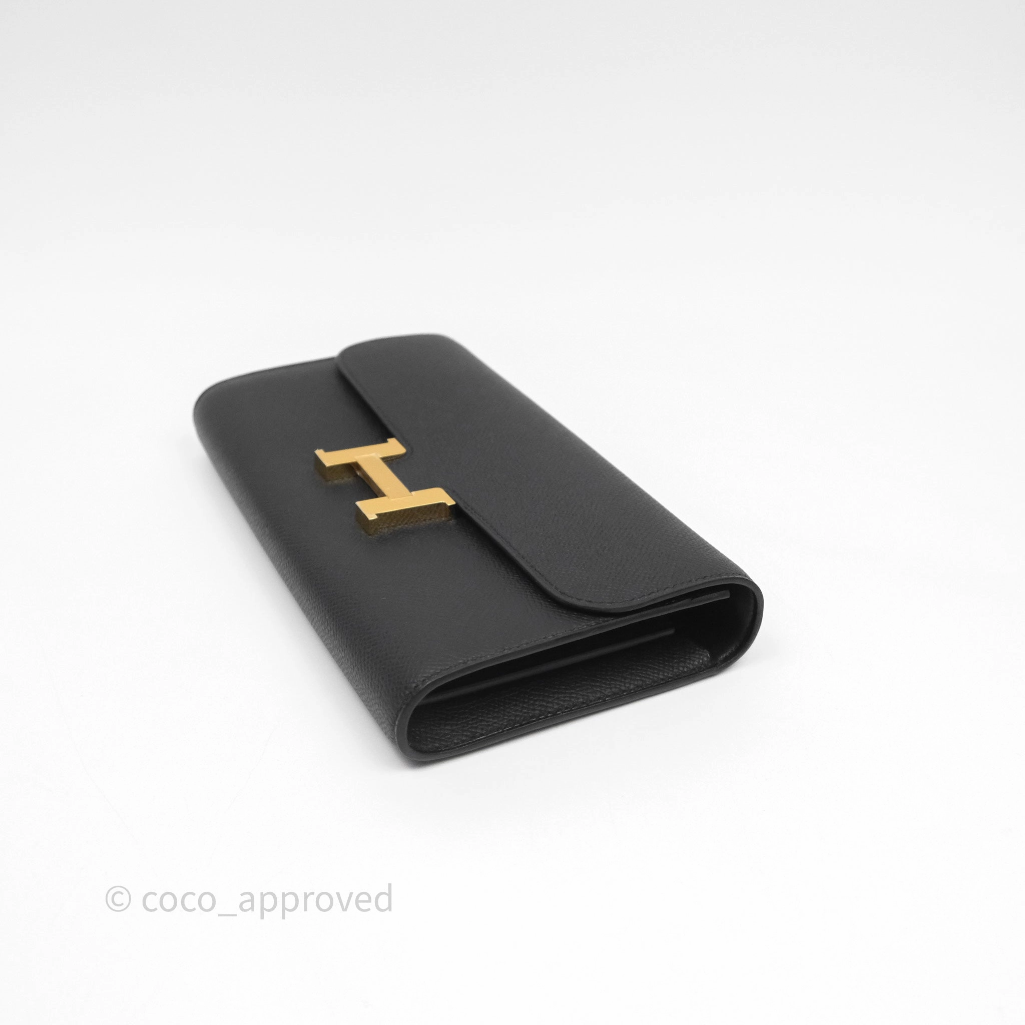 Herms Constance Long To Go Wallet Black Noir 89 Epsom Gold Hardware
