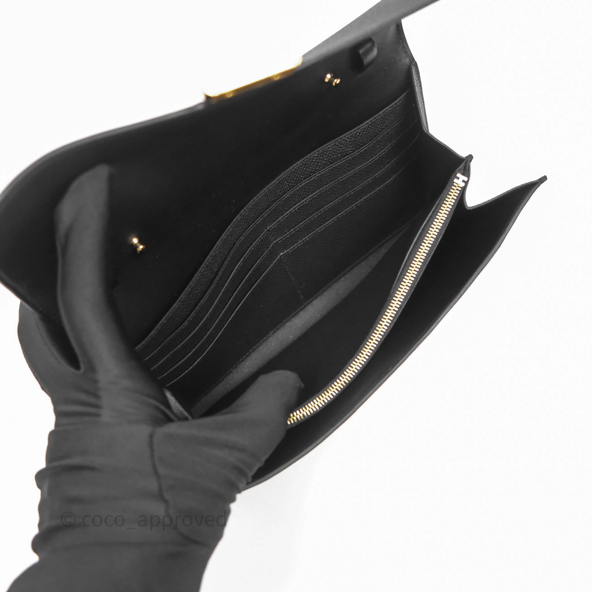 Herms Constance Long To Go Wallet Black Noir 89 Epsom Gold Hardware
