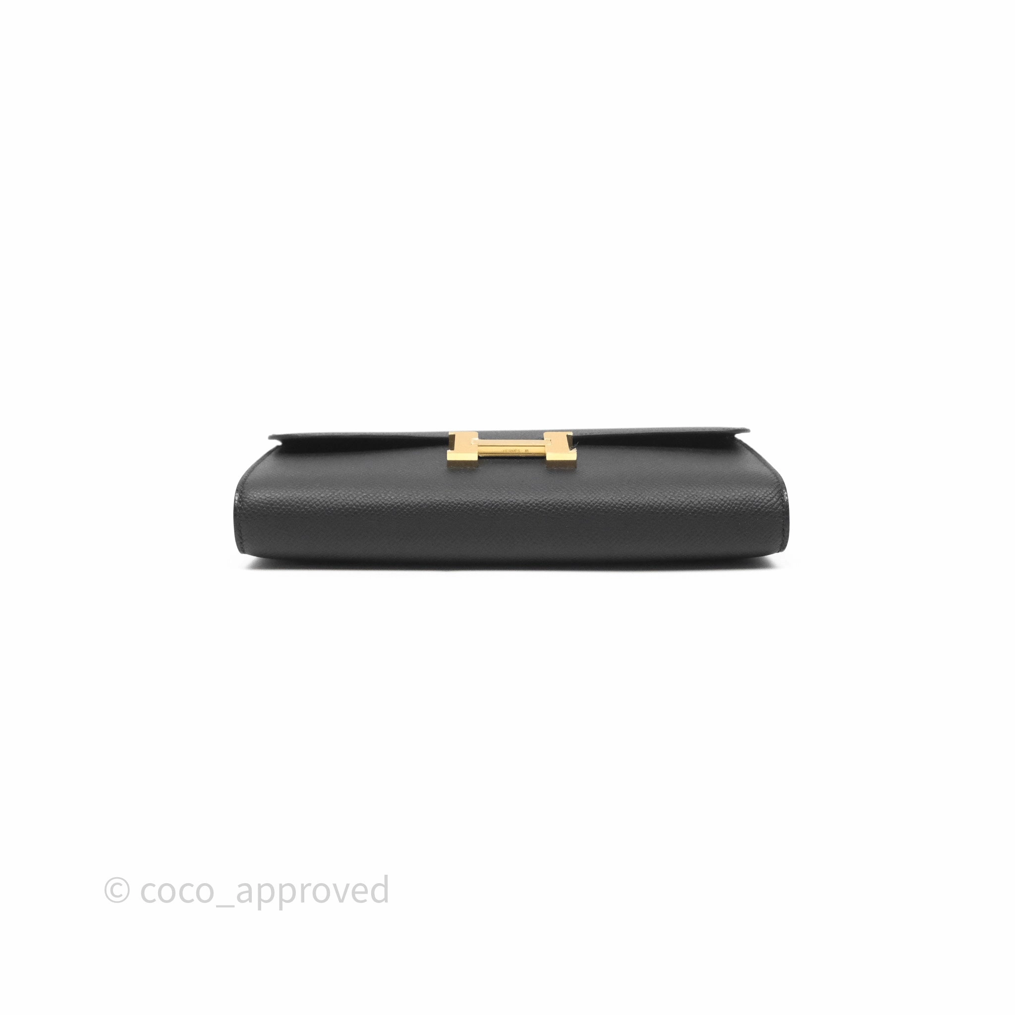 Herms Constance Long To Go Wallet Black Noir 89 Epsom Gold Hardware
