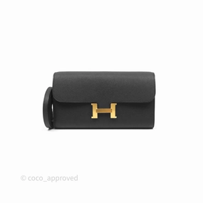 Herms Constance Long To Go Wallet Black Noir 89 Epsom Gold Hardware