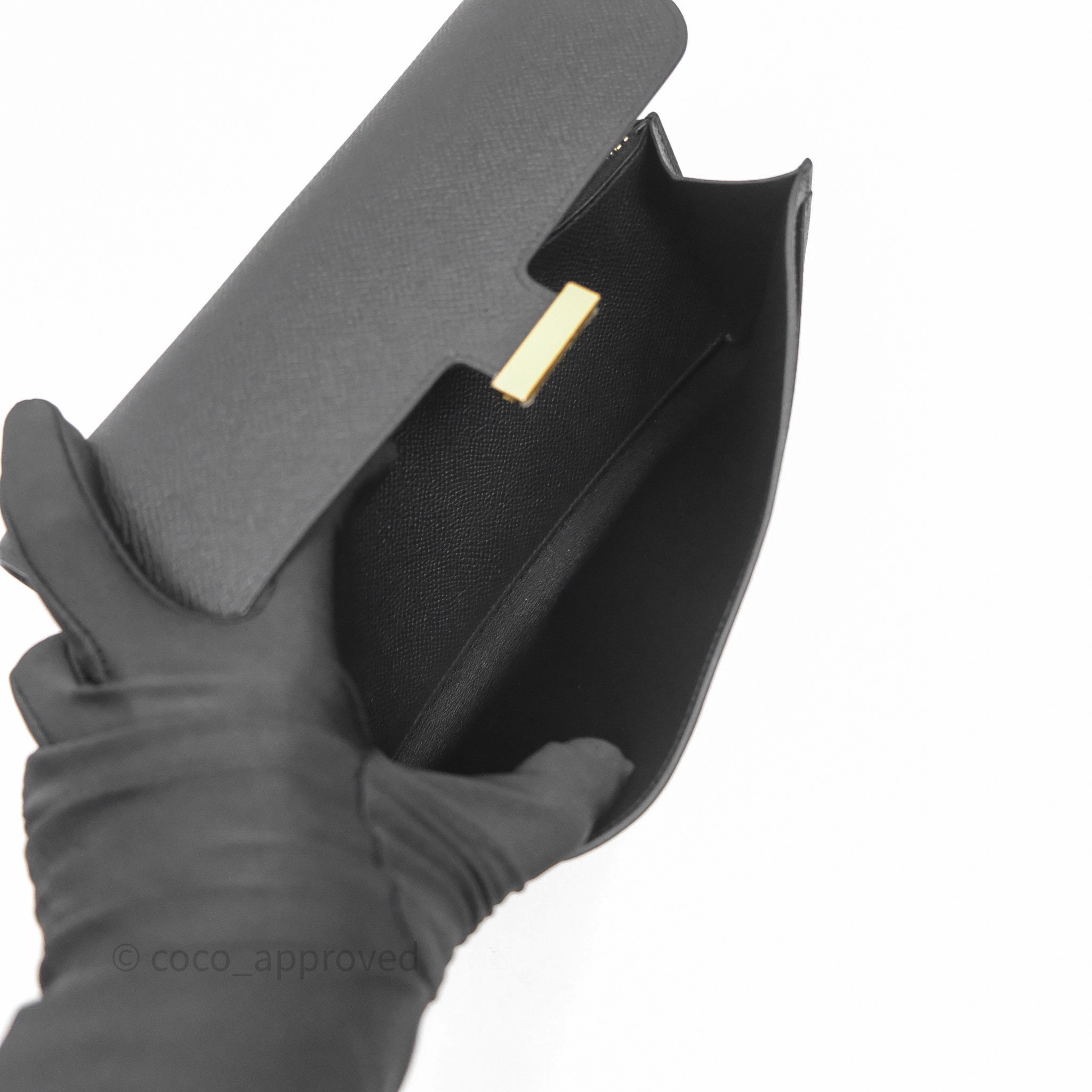 Herms Constance Long To Go Wallet Black Noir 89 Epsom Gold Hardware
