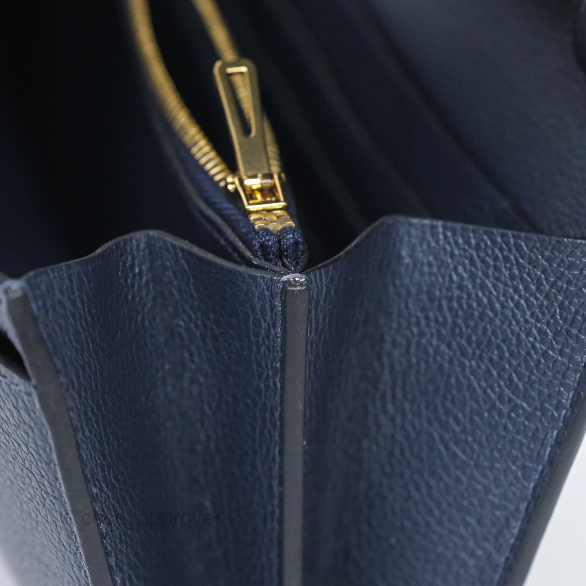 Herms Constance Long To Go Wallet Blue Nuit 2Z Evercolor Gold Hardware