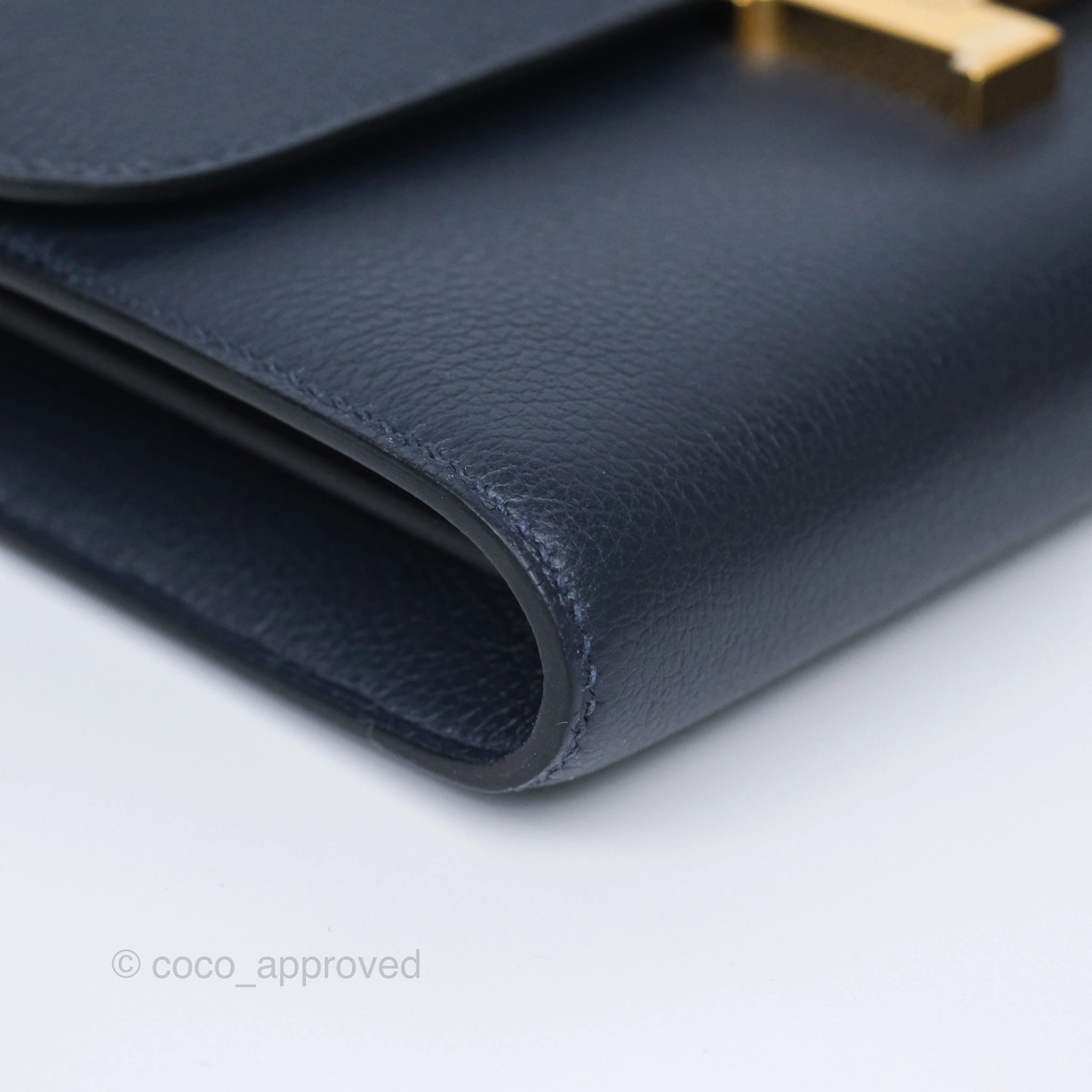 Herms Constance Long To Go Wallet Blue Nuit 2Z Evercolor Gold Hardware
