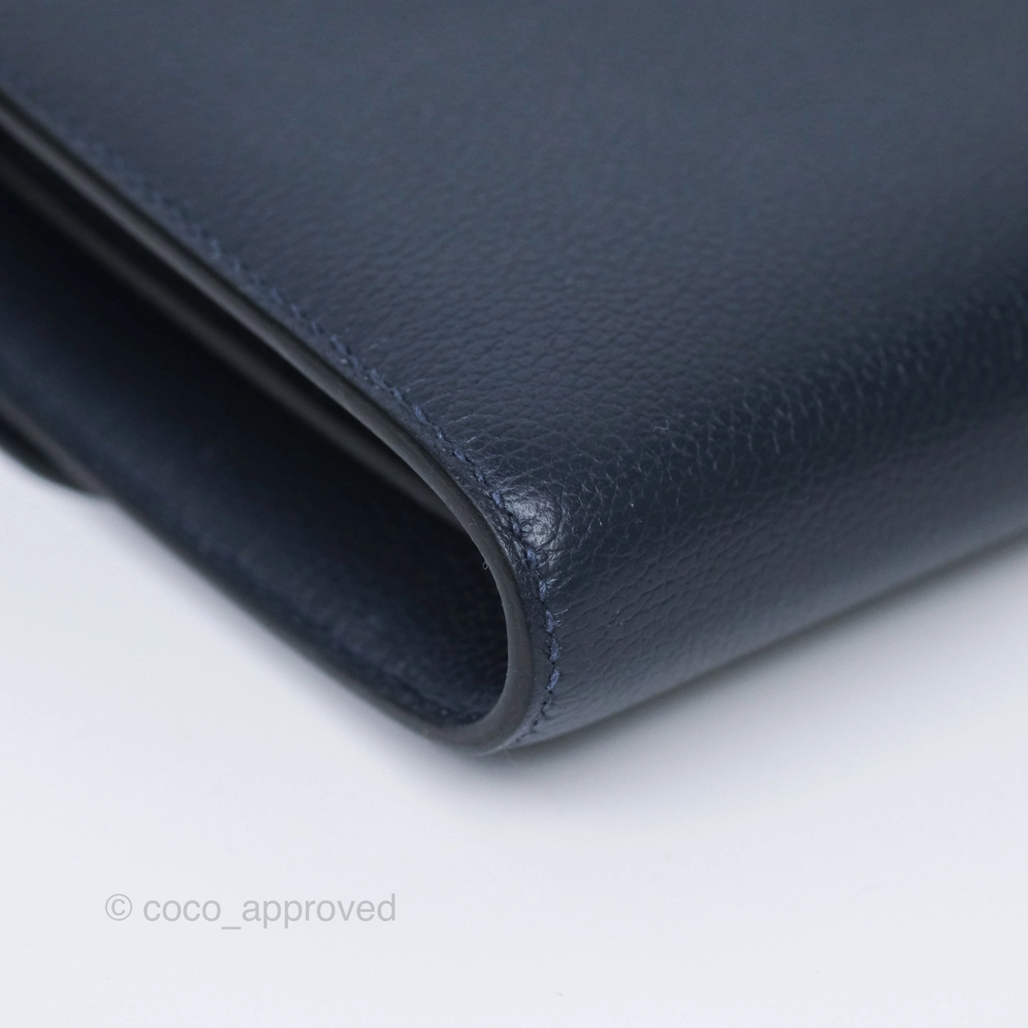 Herms Constance Long To Go Wallet Blue Nuit 2Z Evercolor Gold Hardware