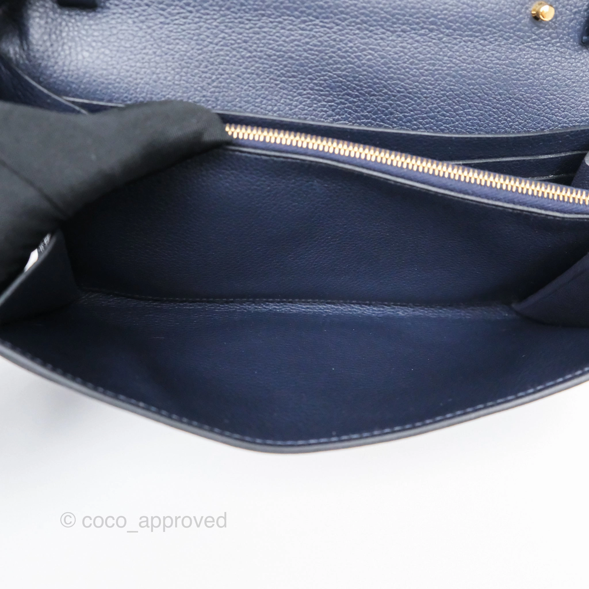 Herms Constance Long To Go Wallet Blue Nuit 2Z Evercolor Gold Hardware