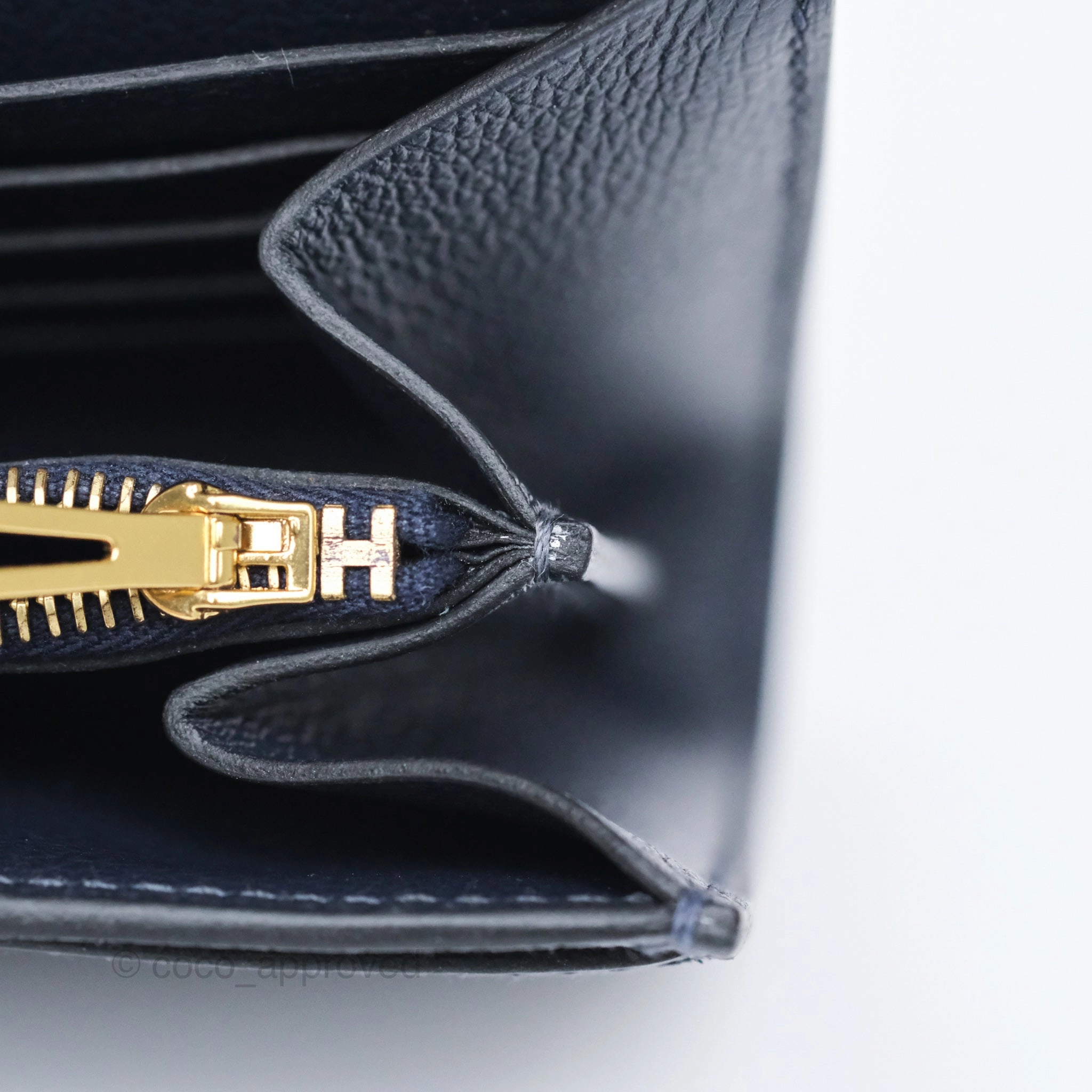 Herms Constance Long To Go Wallet Blue Nuit 2Z Evercolor Gold Hardware