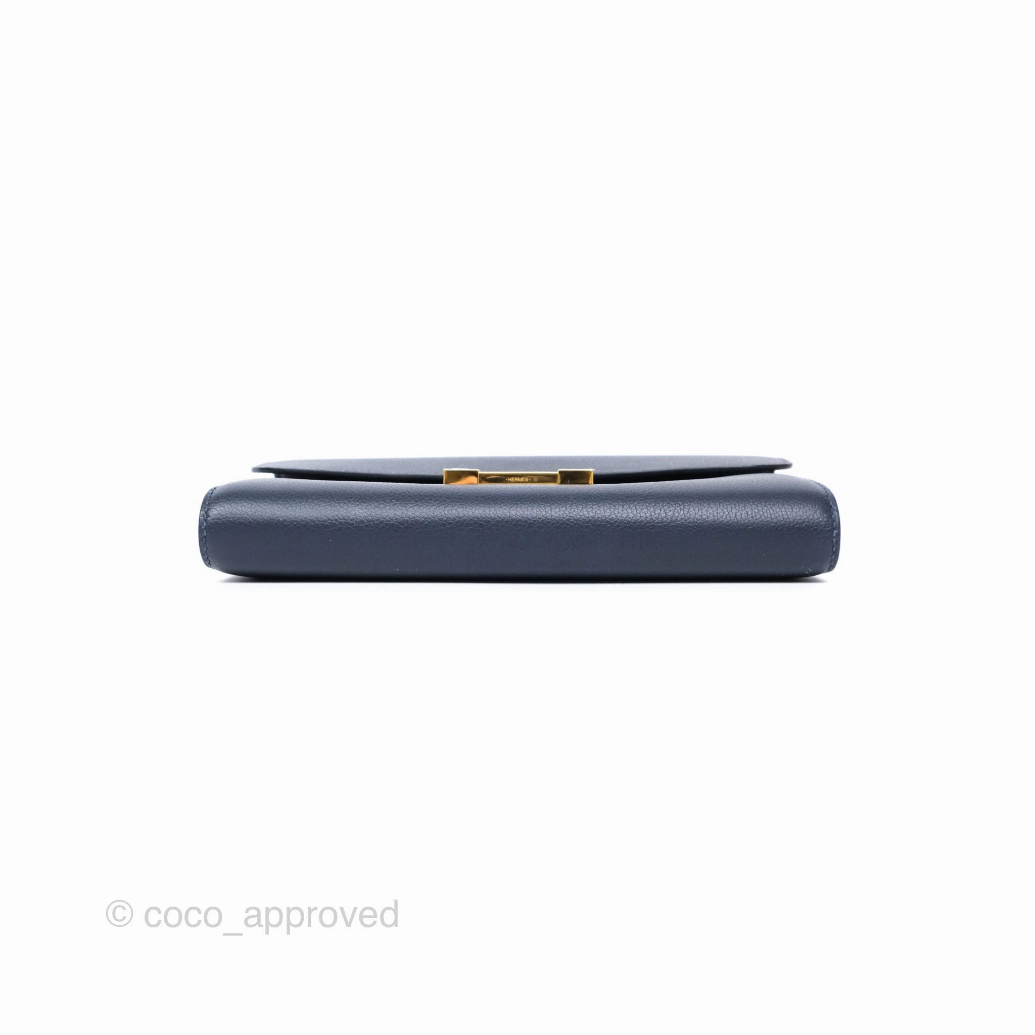 Herms Constance Long To Go Wallet Blue Nuit 2Z Evercolor Gold Hardware