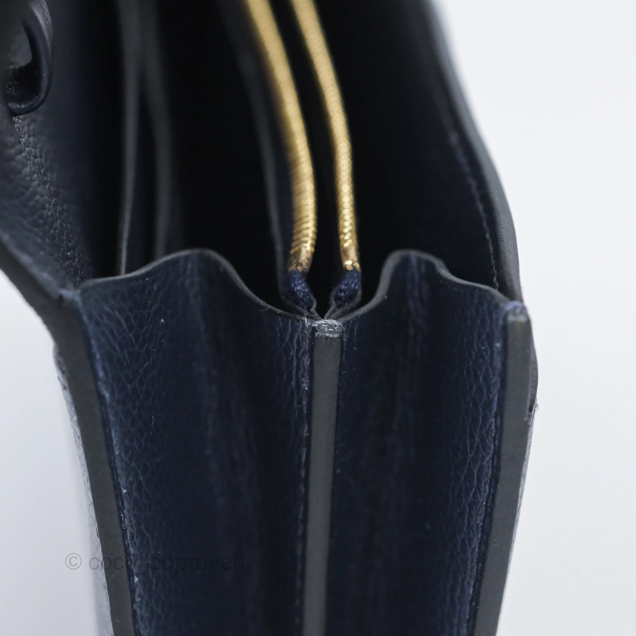 Herms Constance Long To Go Wallet Blue Nuit 2Z Evercolor Gold Hardware
