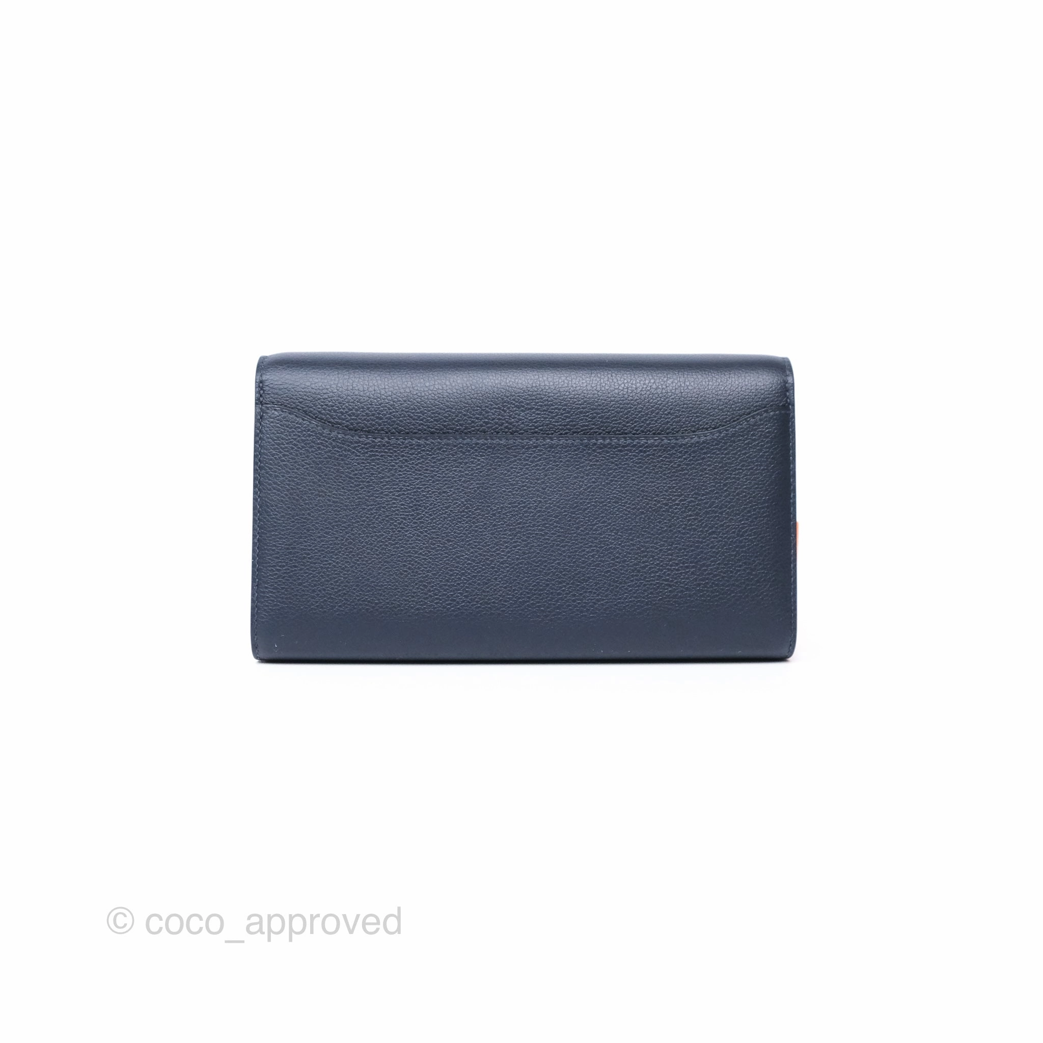 Herms Constance Long To Go Wallet Blue Nuit 2Z Evercolor Gold Hardware
