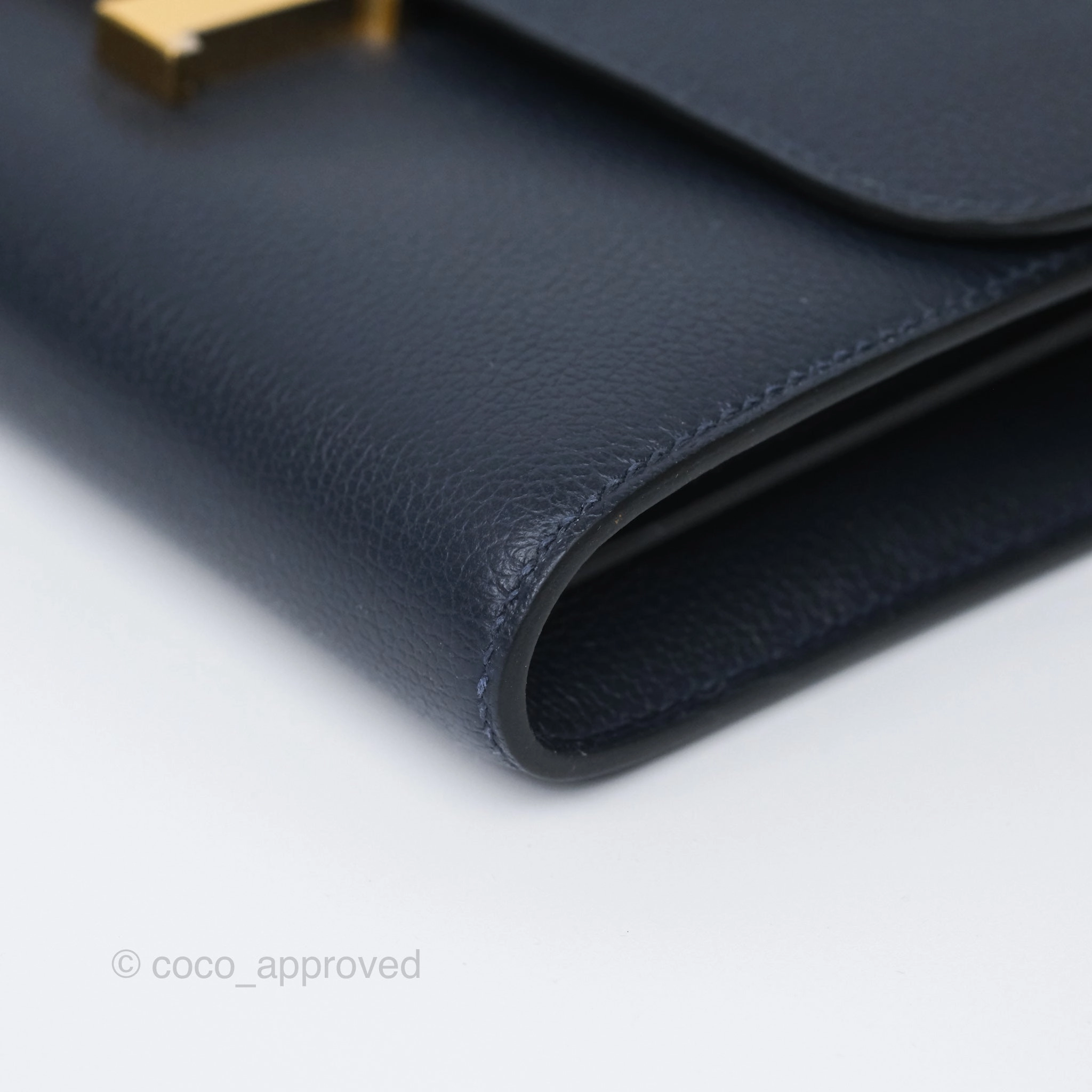 Herms Constance Long To Go Wallet Blue Nuit 2Z Evercolor Gold Hardware