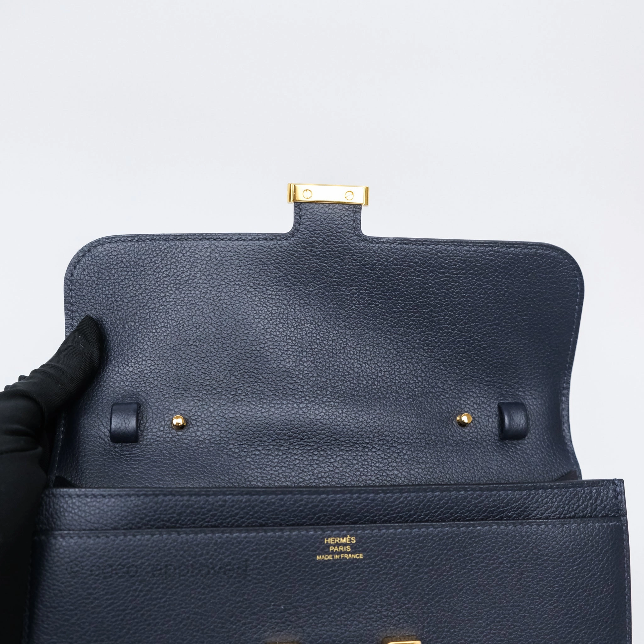 Herms Constance Long To Go Wallet Blue Nuit 2Z Evercolor Gold Hardware