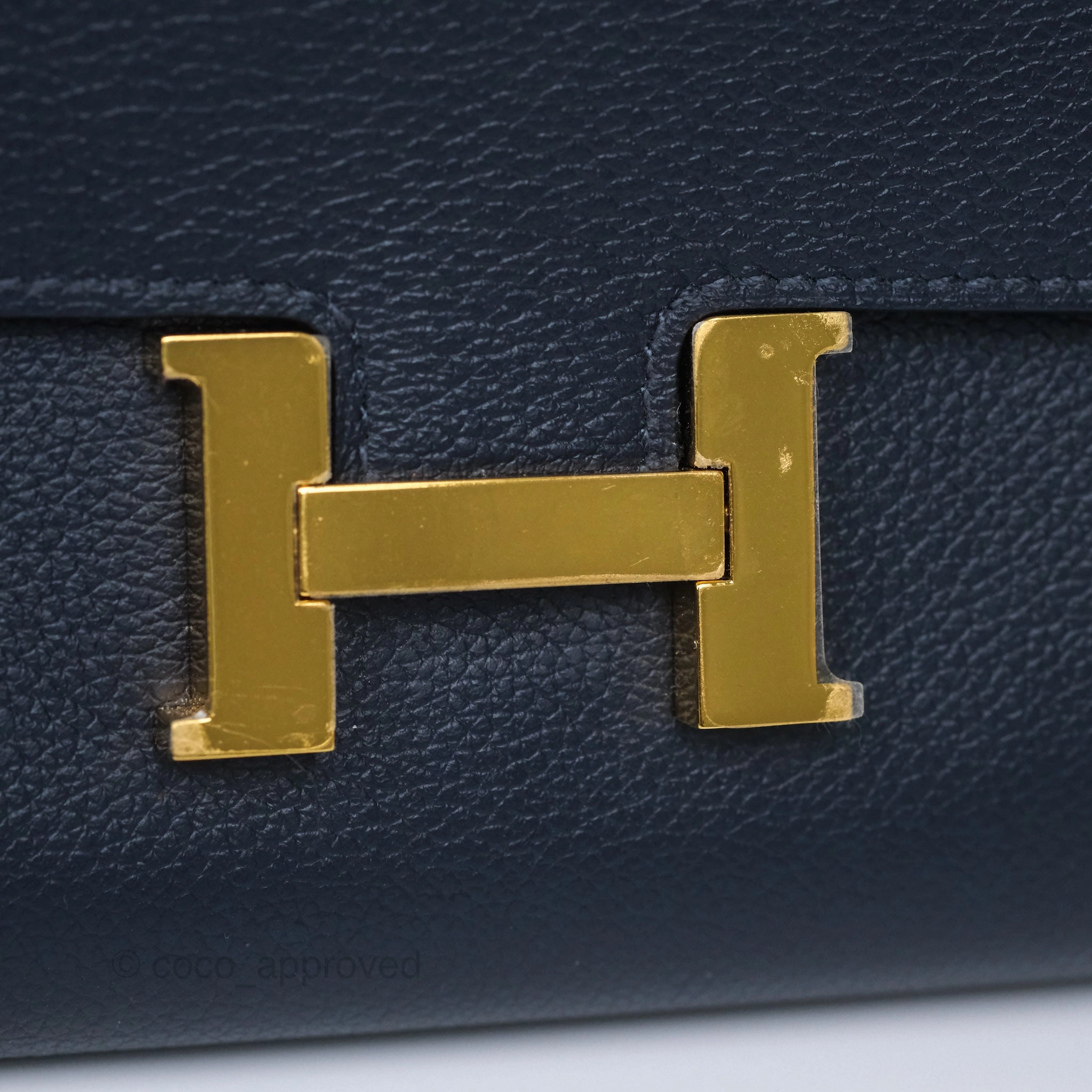 Herms Constance Long To Go Wallet Blue Nuit 2Z Evercolor Gold Hardware