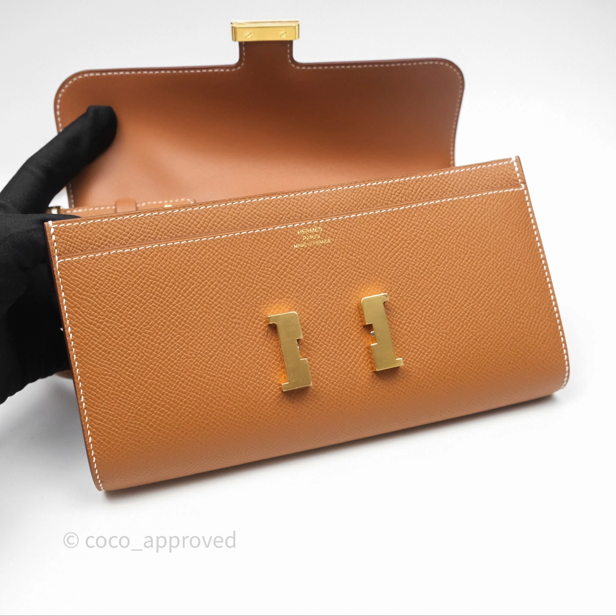 Herms Constance Long To Go Wallet Gold Epsom Gold Hardware