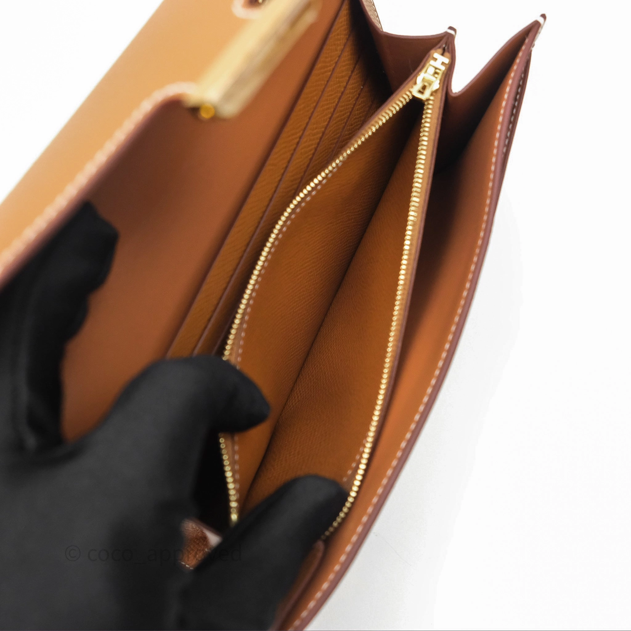 Herms Constance Long To Go Wallet Gold Epsom Gold Hardware