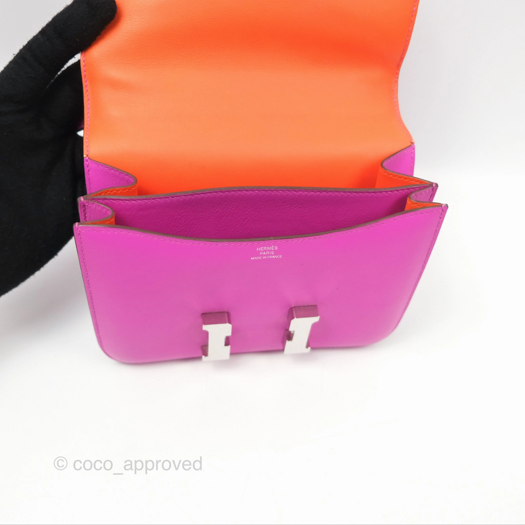 Herms Constance Mini 18 Swift Magnolia/Orange Palladium Hardware