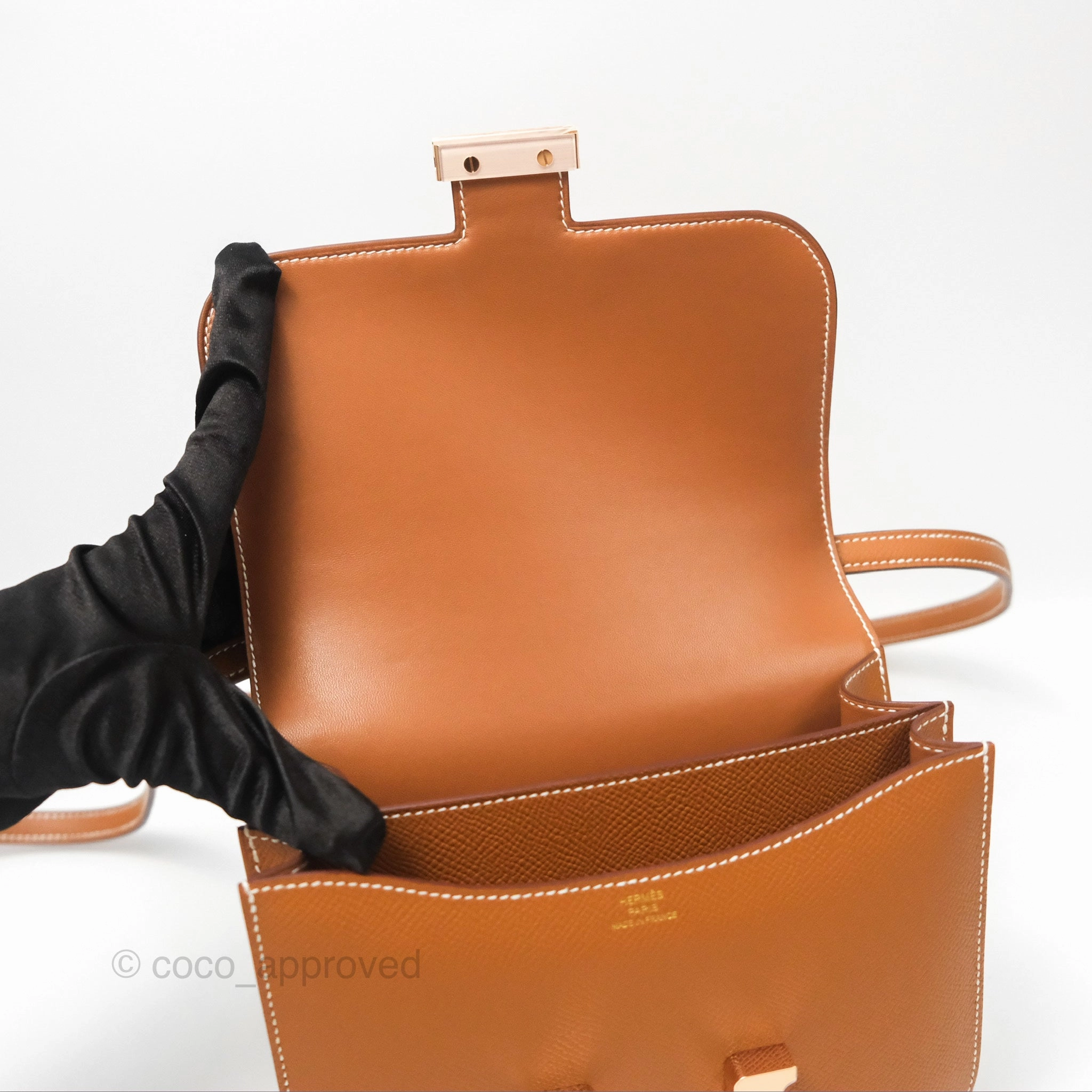 Herms Constance Mini 18 with Mirror Gold Epsom Rose Gold Hardware