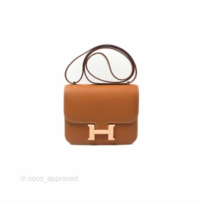Herms Constance Mini 18 with Mirror Gold Epsom Rose Gold Hardware
