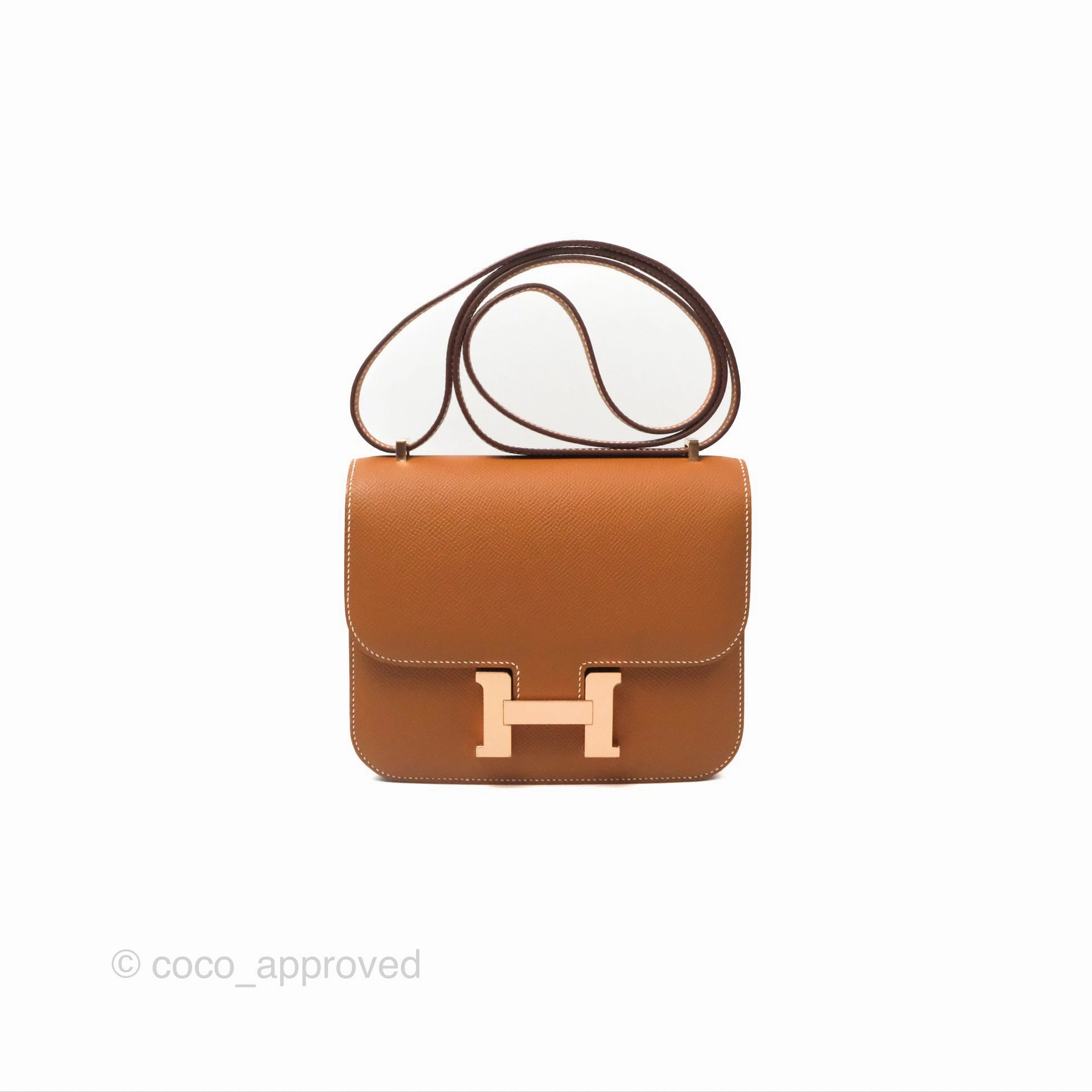 Herms Constance Mini 18 with Mirror Gold Epsom Rose Gold Hardware