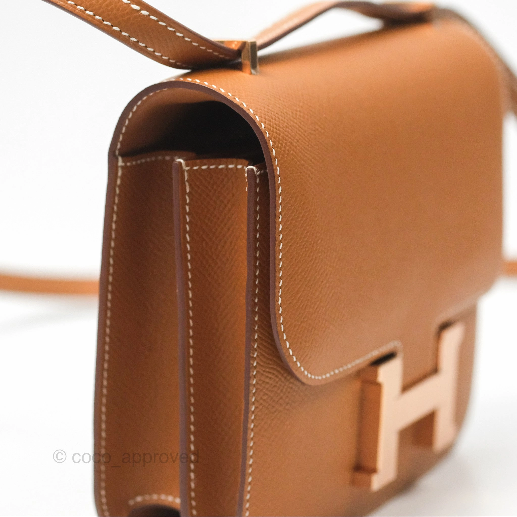 Herms Constance Mini 18 with Mirror Gold Epsom Rose Gold Hardware