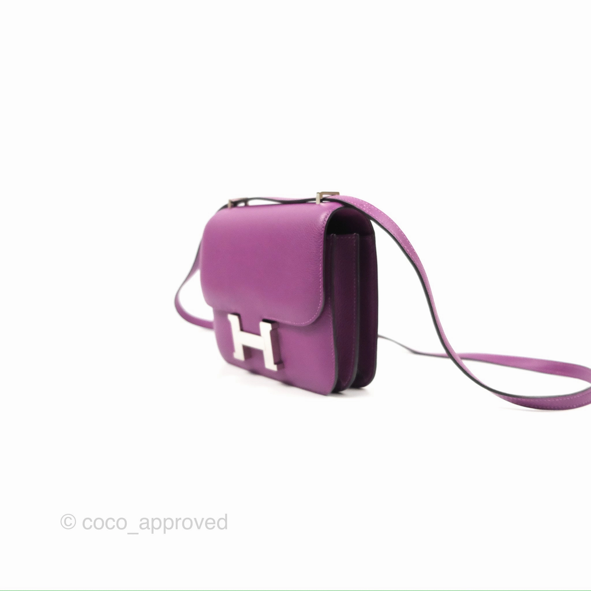 Herms Constance Mini 18cm Anemone Evercolor Palladium Hardware