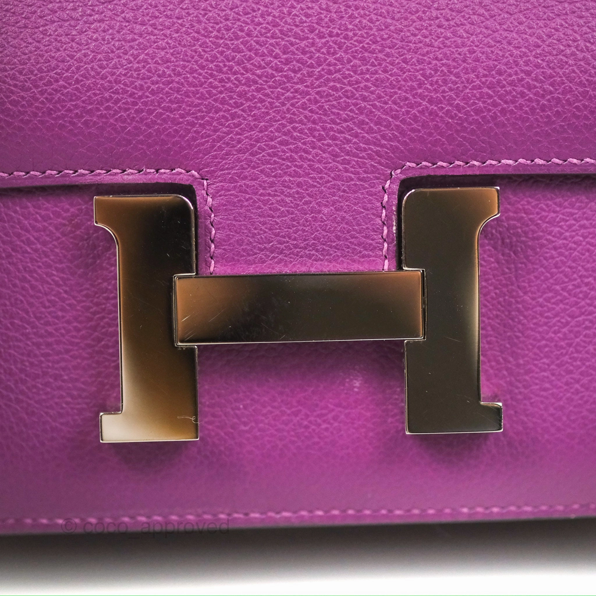 Herms Constance Mini 18cm Anemone Evercolor Palladium Hardware