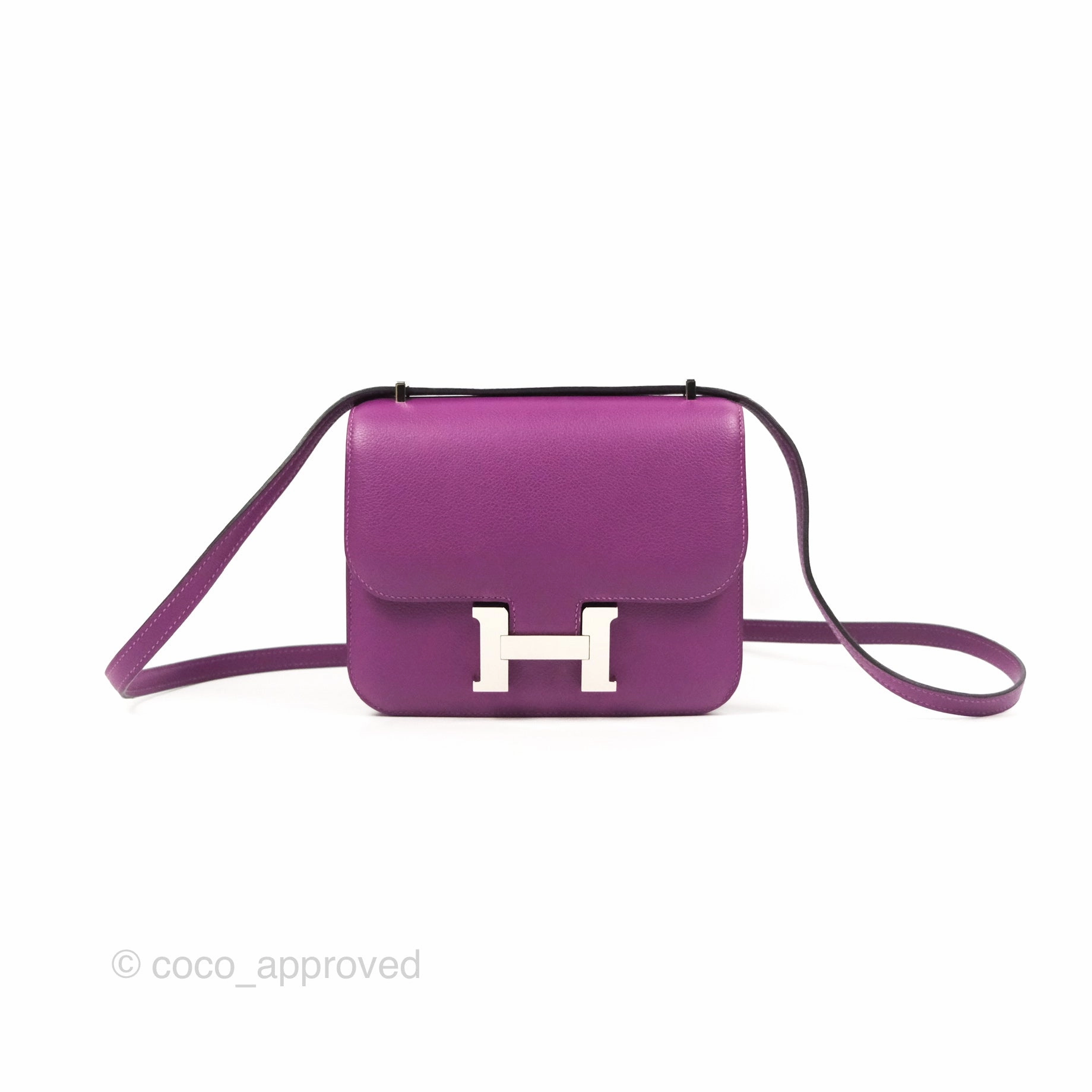 Herms Constance Mini 18cm Anemone Evercolor Palladium Hardware
