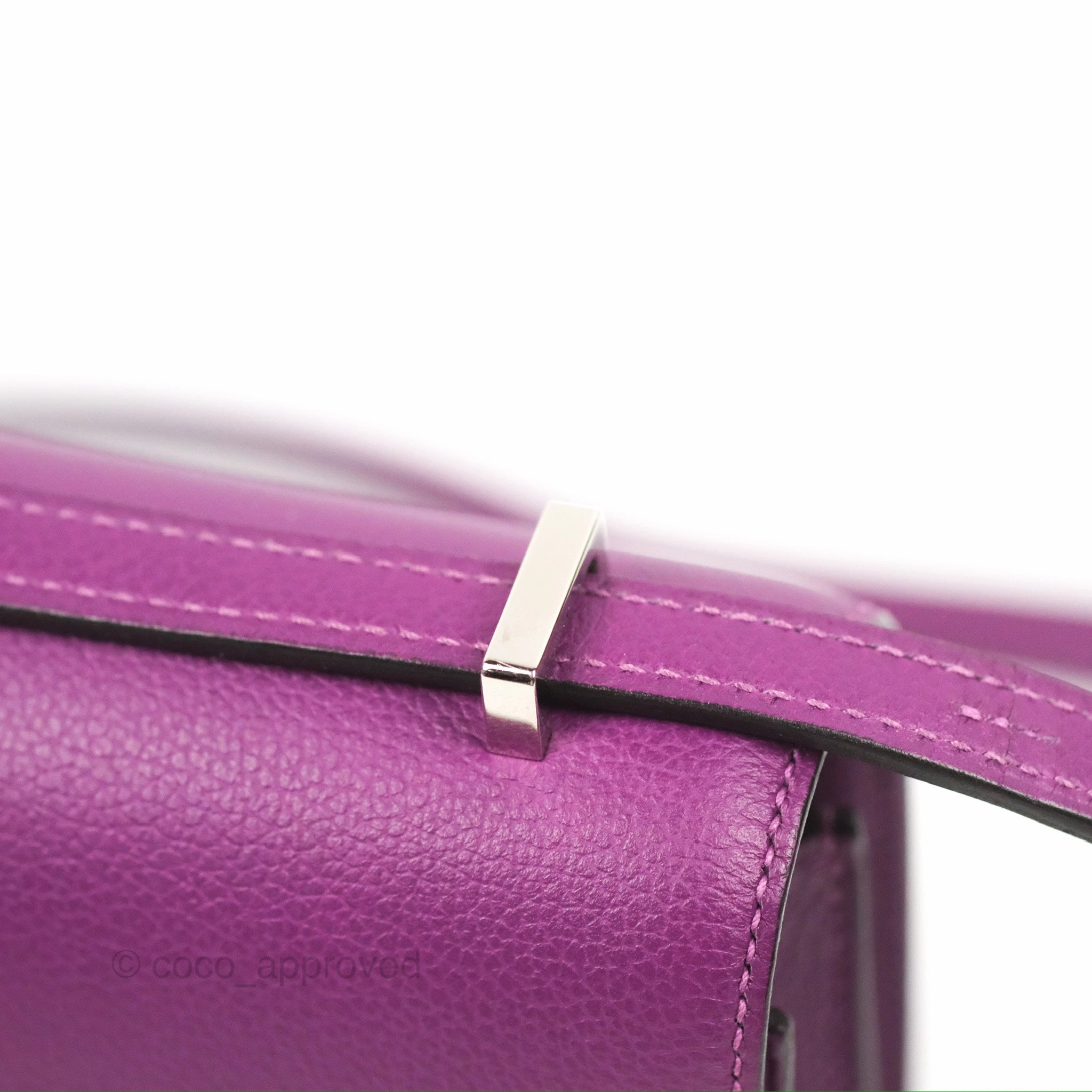 Herms Constance Mini 18cm Anemone Evercolor Palladium Hardware