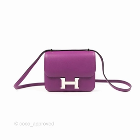 Herms Constance Mini 18cm Anemone Evercolor Palladium Hardware