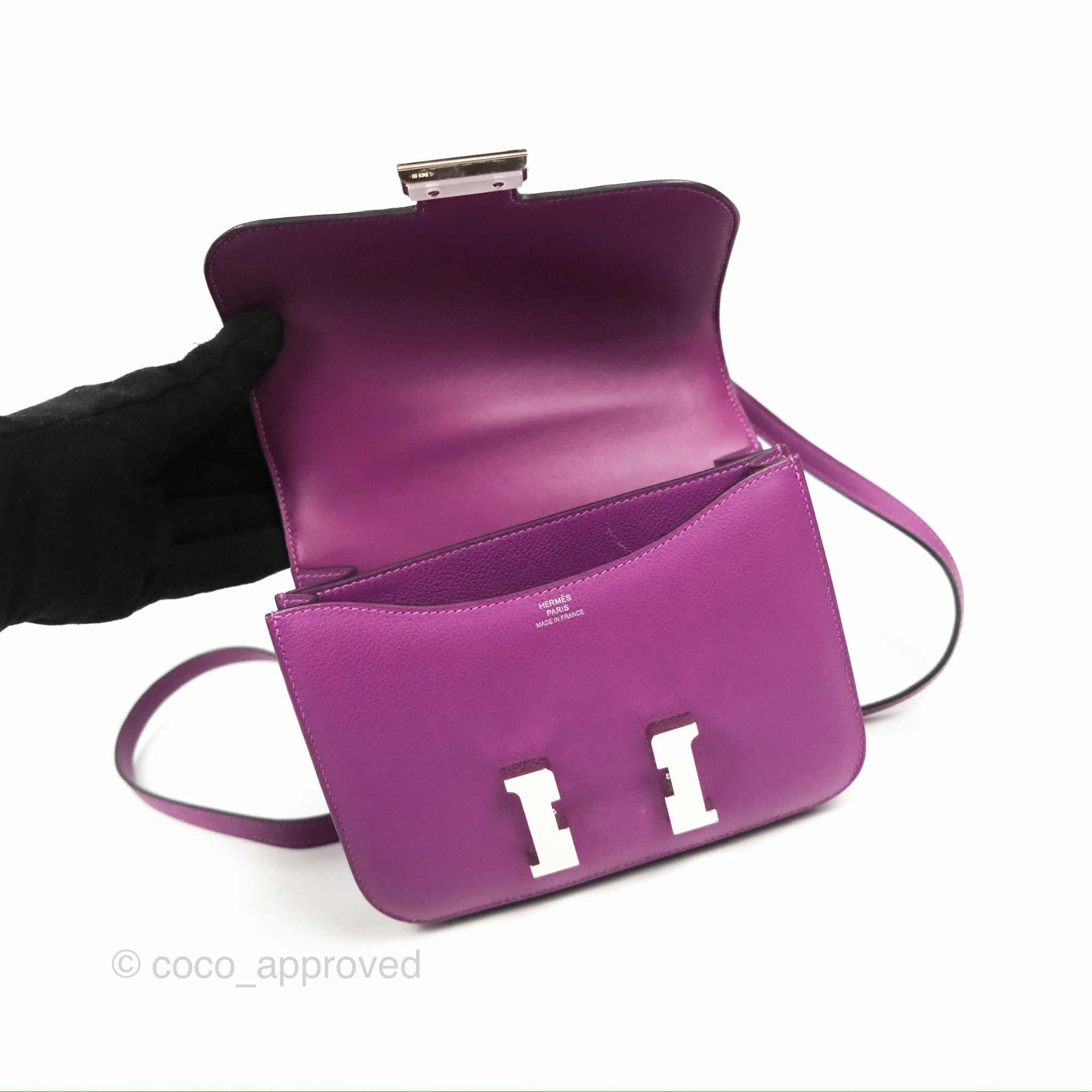 Herms Constance Mini 18cm Anemone Evercolor Palladium Hardware