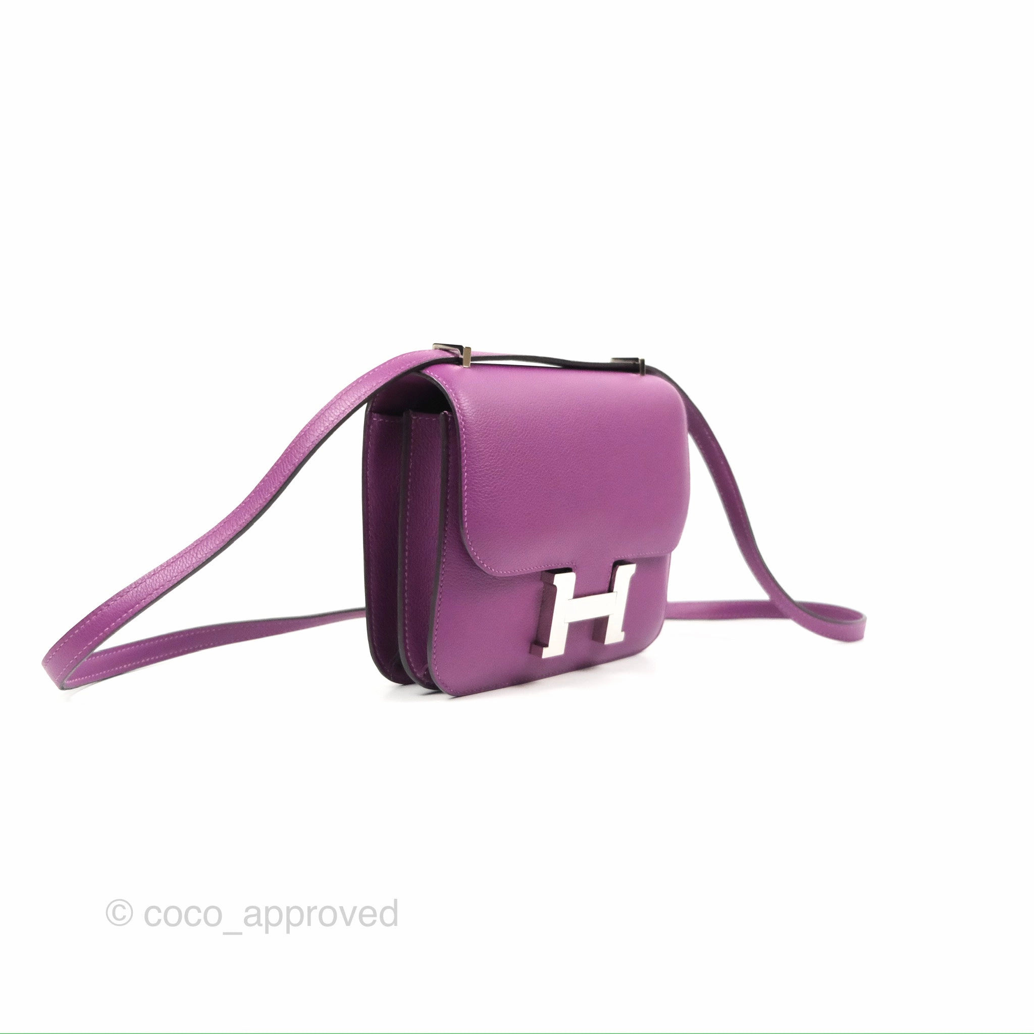 Herms Constance Mini 18cm Anemone Evercolor Palladium Hardware