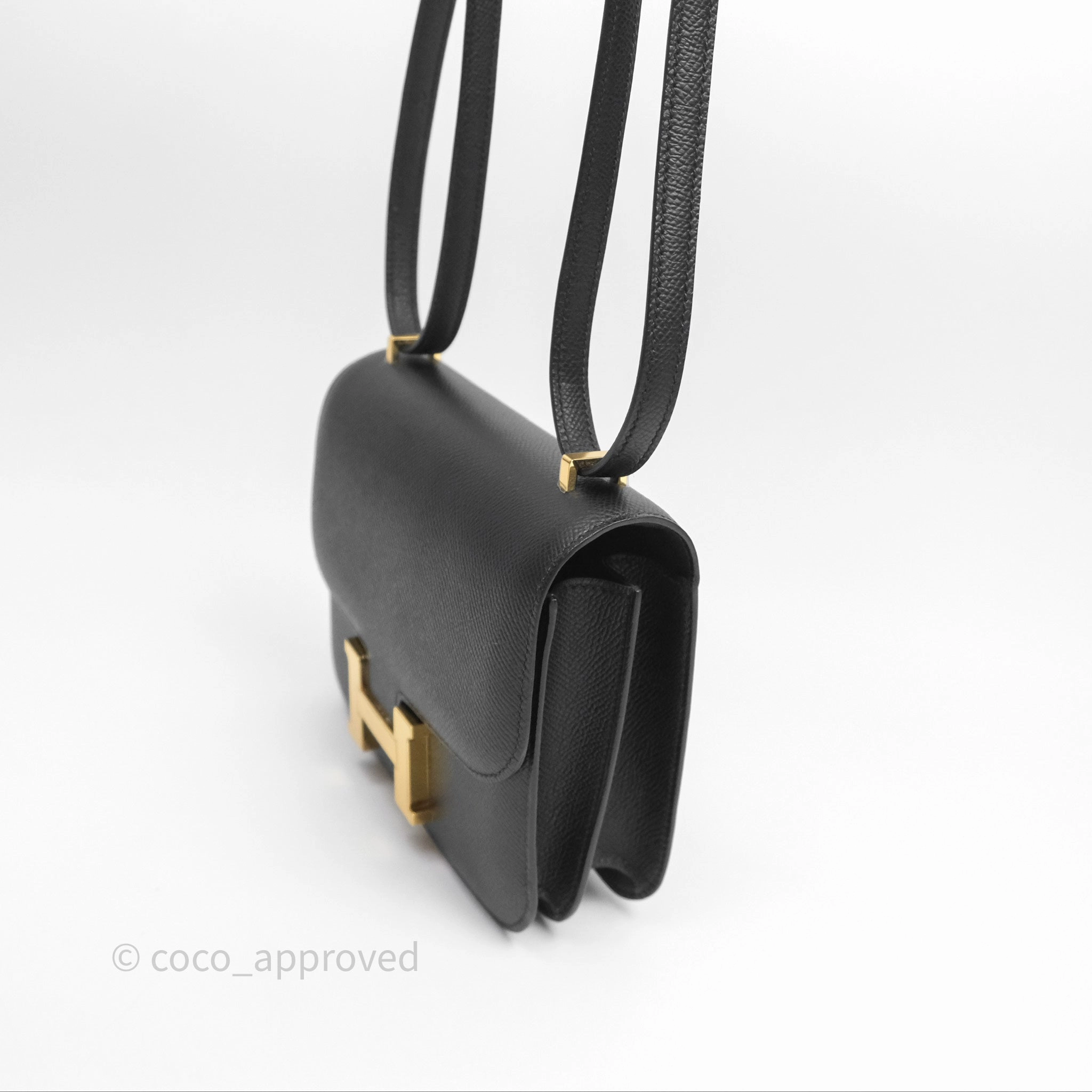 Herms Constance Mini 18cm Black Noir 89 Epsom Gold Hardware