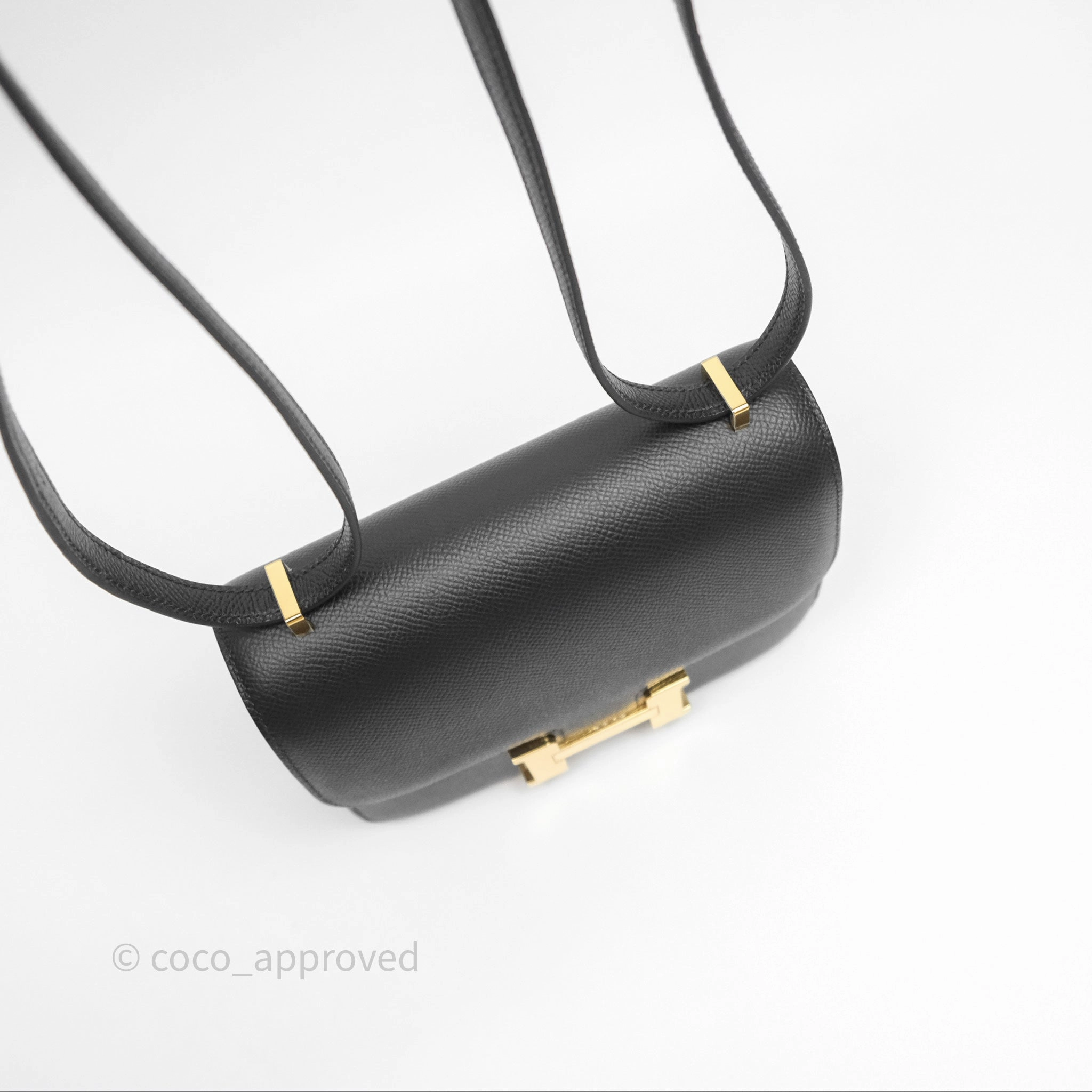 Herms Constance Mini 18cm Black Noir 89 Epsom Gold Hardware