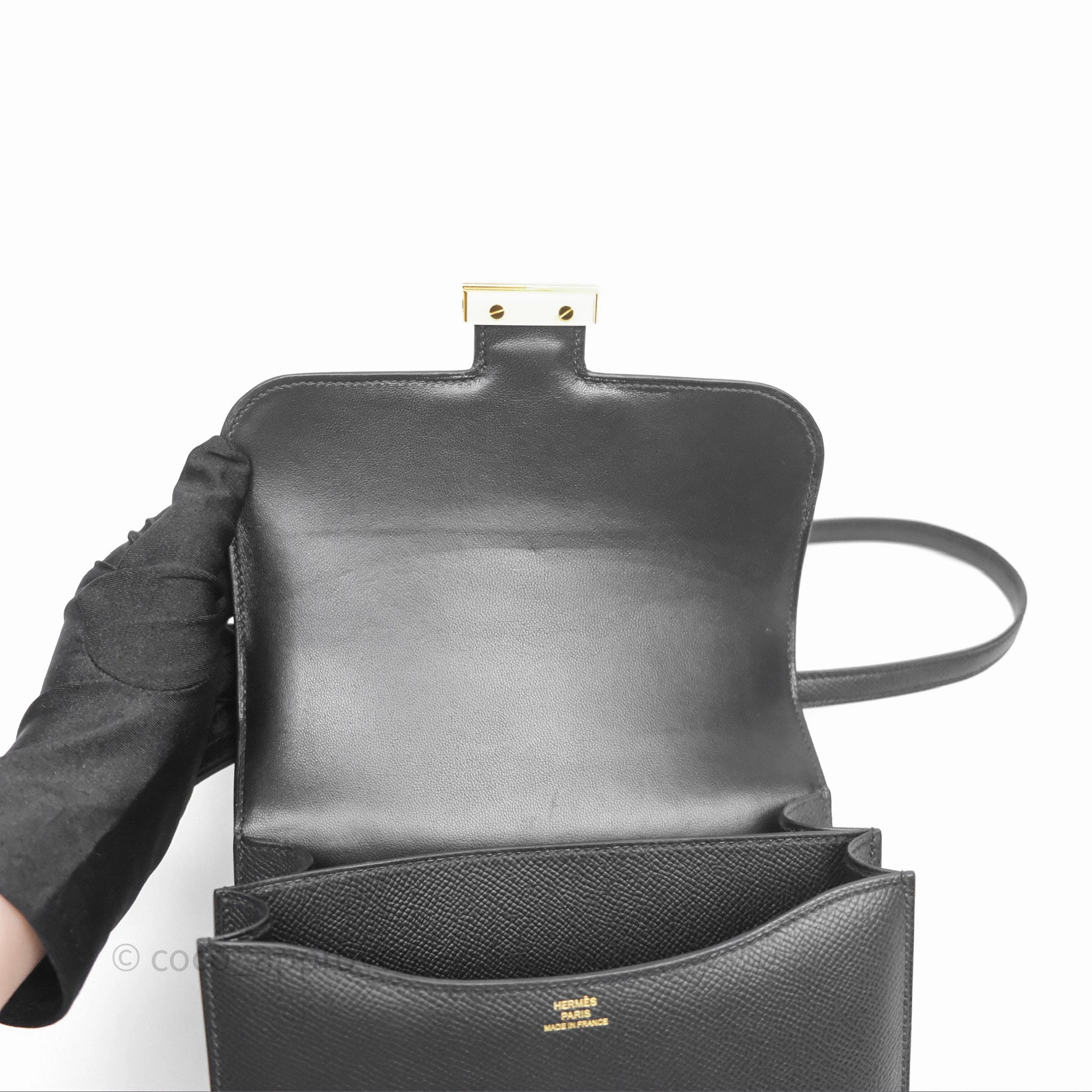 Herms Constance Mini 18cm Black Noir 89 Epsom Gold Hardware