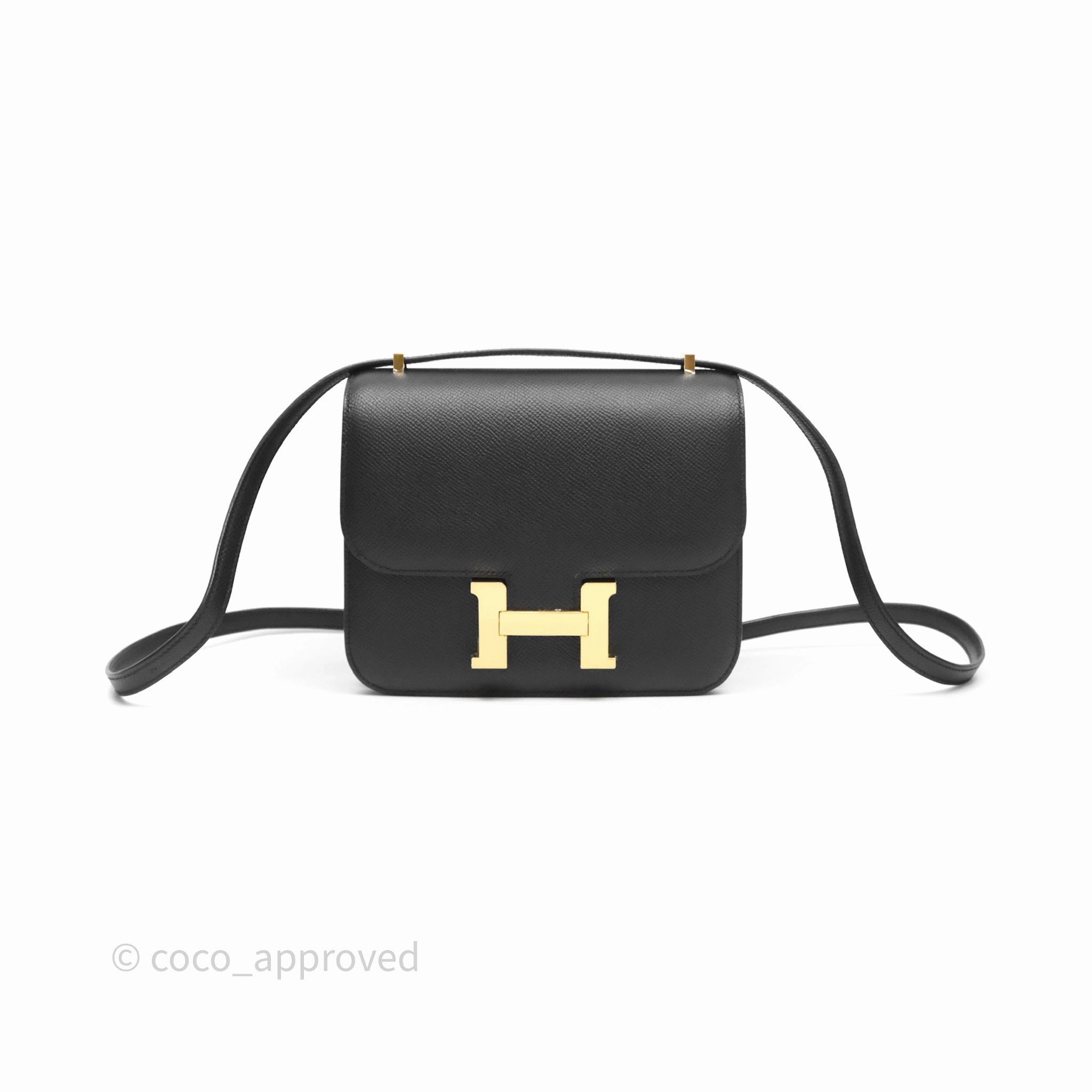 Herms Constance Mini 18cm Black Noir 89 Epsom Gold Hardware