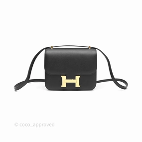 Herms Constance Mini 18cm Black Noir 89 Epsom Gold Hardware