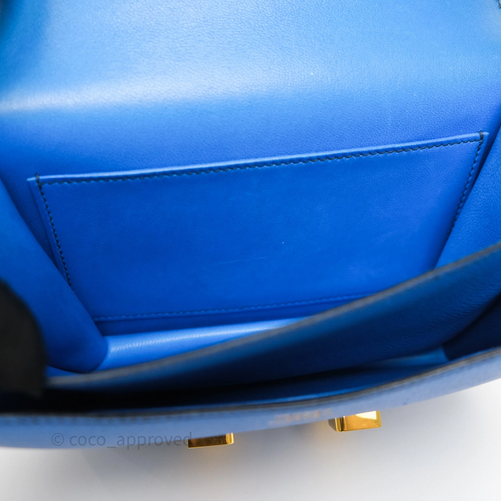 Herms Constance Mini 18cm Bleu Izmir 7W Epsom Gold Hardware