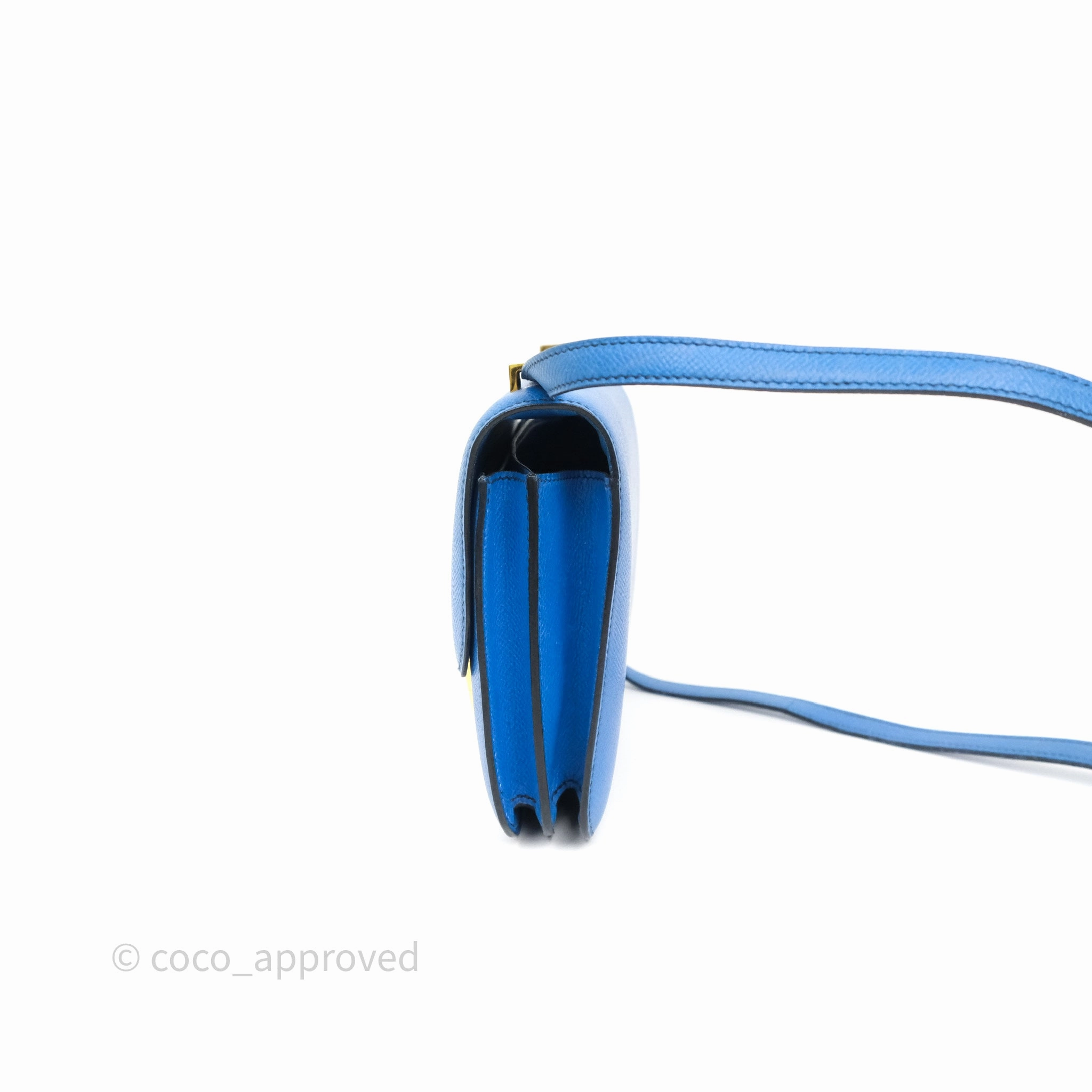 Herms Constance Mini 18cm Bleu Izmir 7W Epsom Gold Hardware